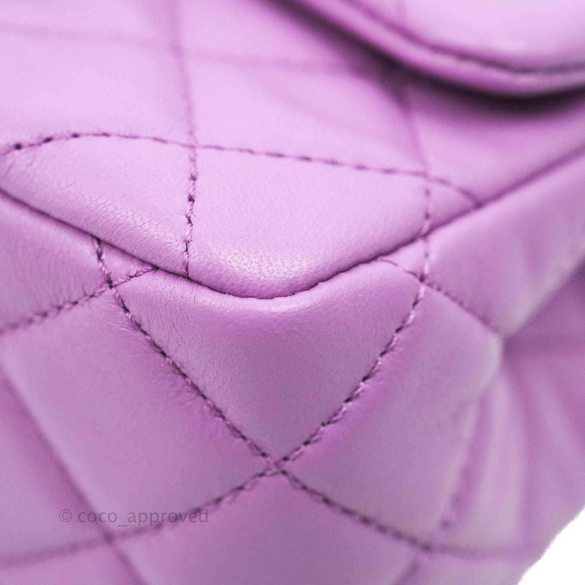 Chanel 21B Mini Square Pearl Crush Flap Bag in light purple