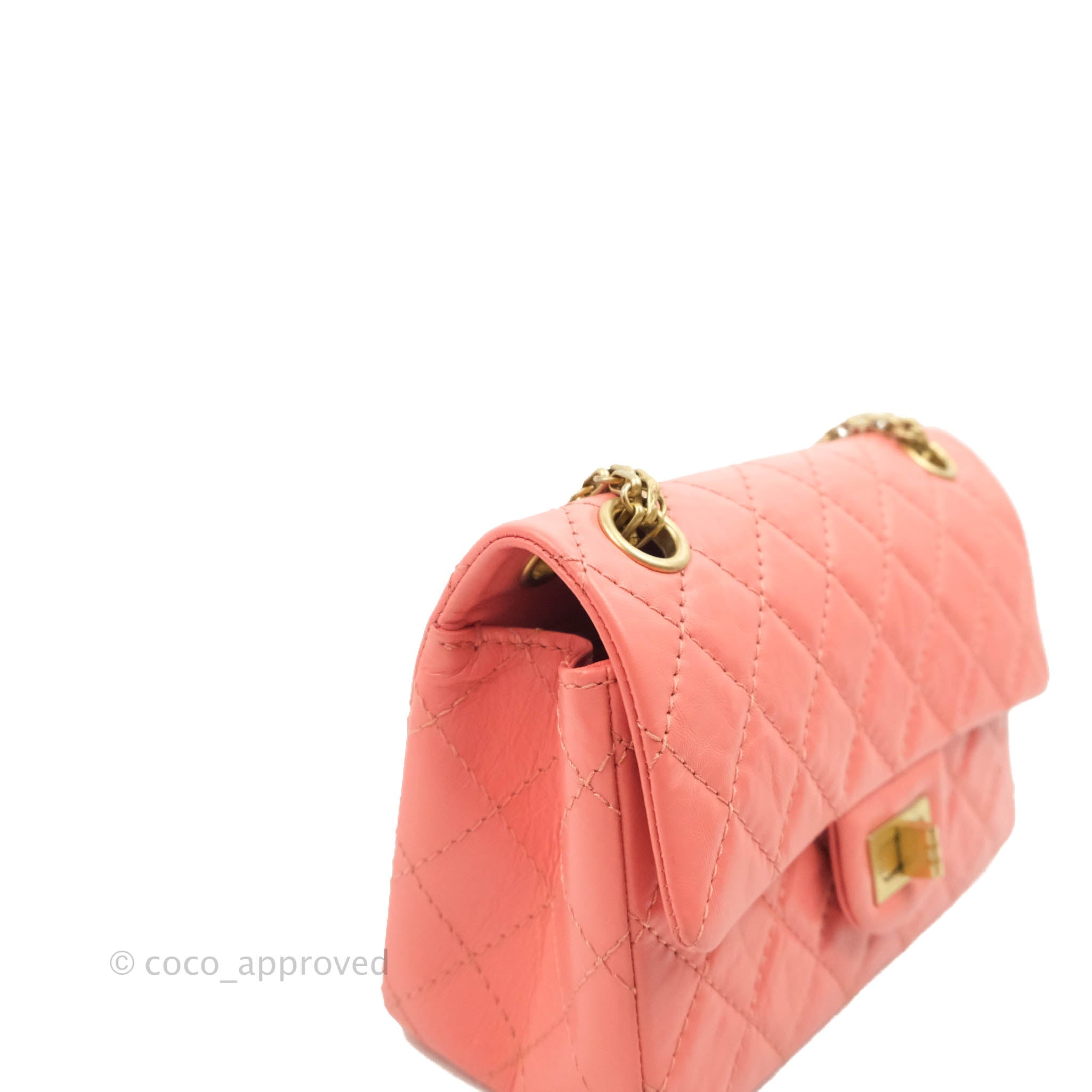 Chanel Mini Reissue 224 Pink Aged Calfskin Aged Gold Hardware
