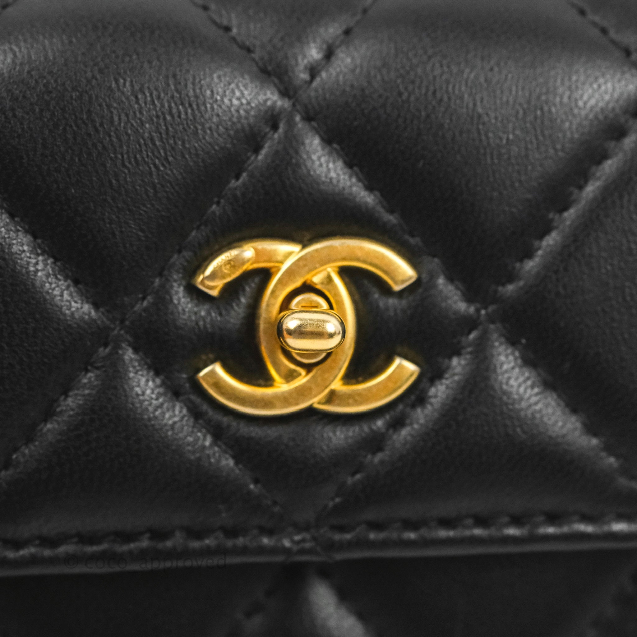Chanel Pearl Crush Mini Wallet With Chain Black Lambskin Aged Gold Har – Coco  Approved Studio