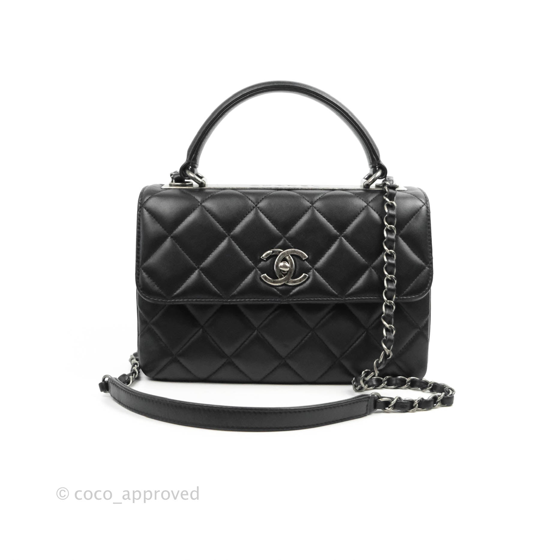 Chanel Small Trendy CC Black Lambskin Ruthenium Hardware – Coco Approved  Studio