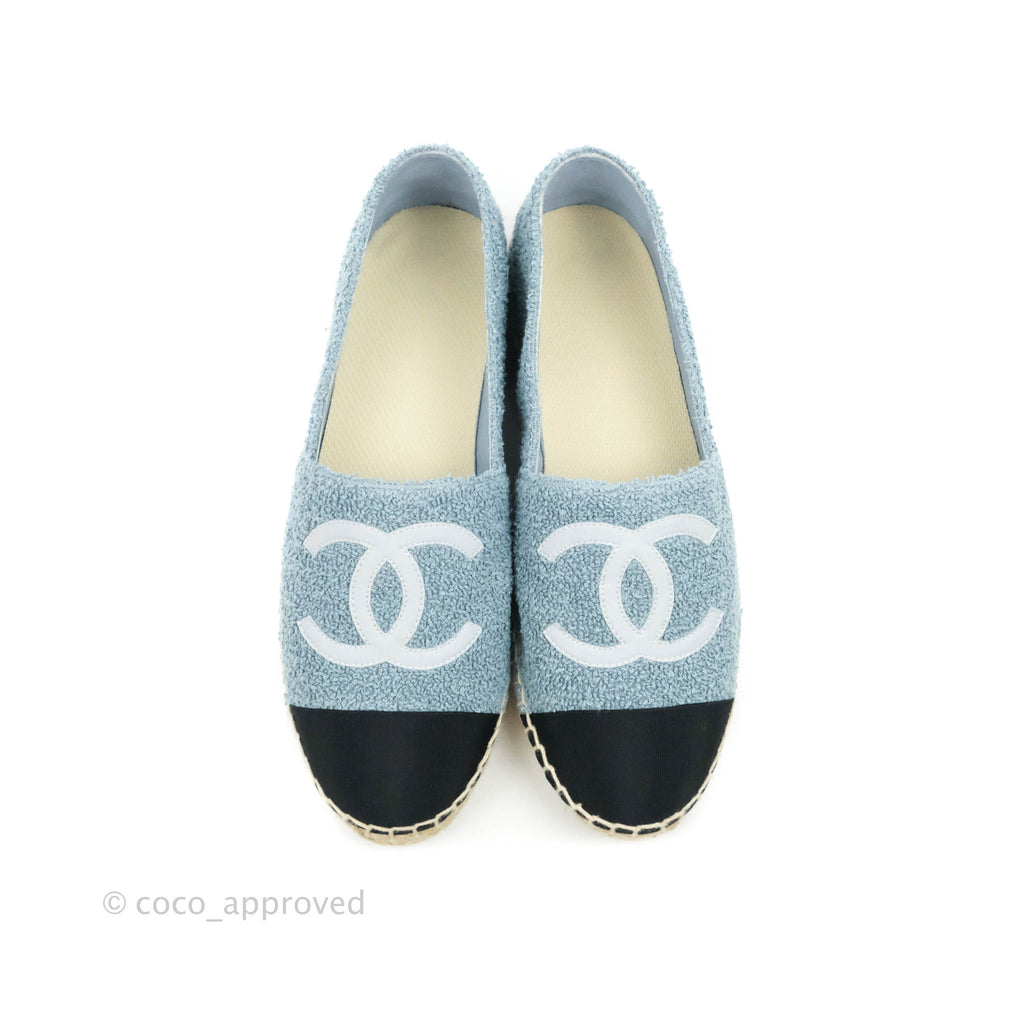 Chanel Espadrille Blue Grey Fabric Size 38C