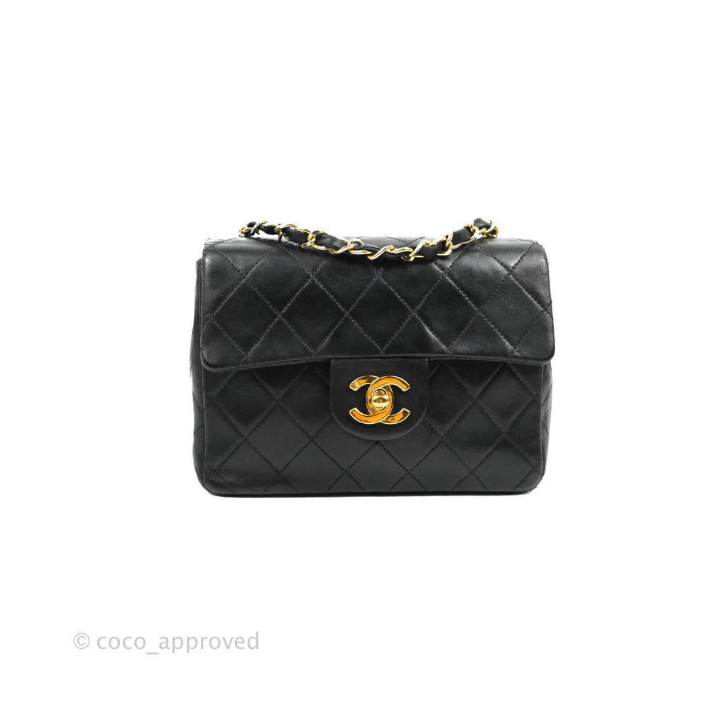 Chanel Vintage Mini Square Black Lambskin 24K Gold Hardware