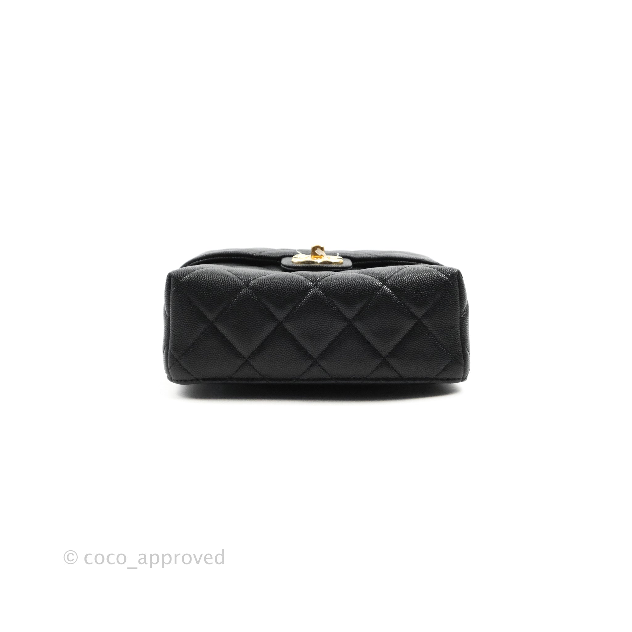 Chanel Small Vanity Flap Bag With Handle Black Caviar Gold Hardware 23 –  Coco Approved Studio