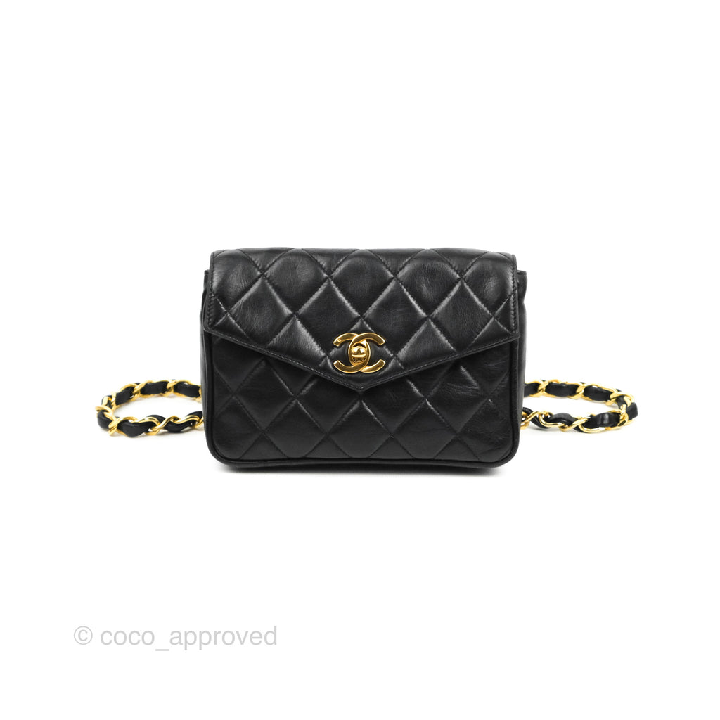 Chanel Vintage Belt Bag Quilted Black Lambskin 24K Gold Hardware