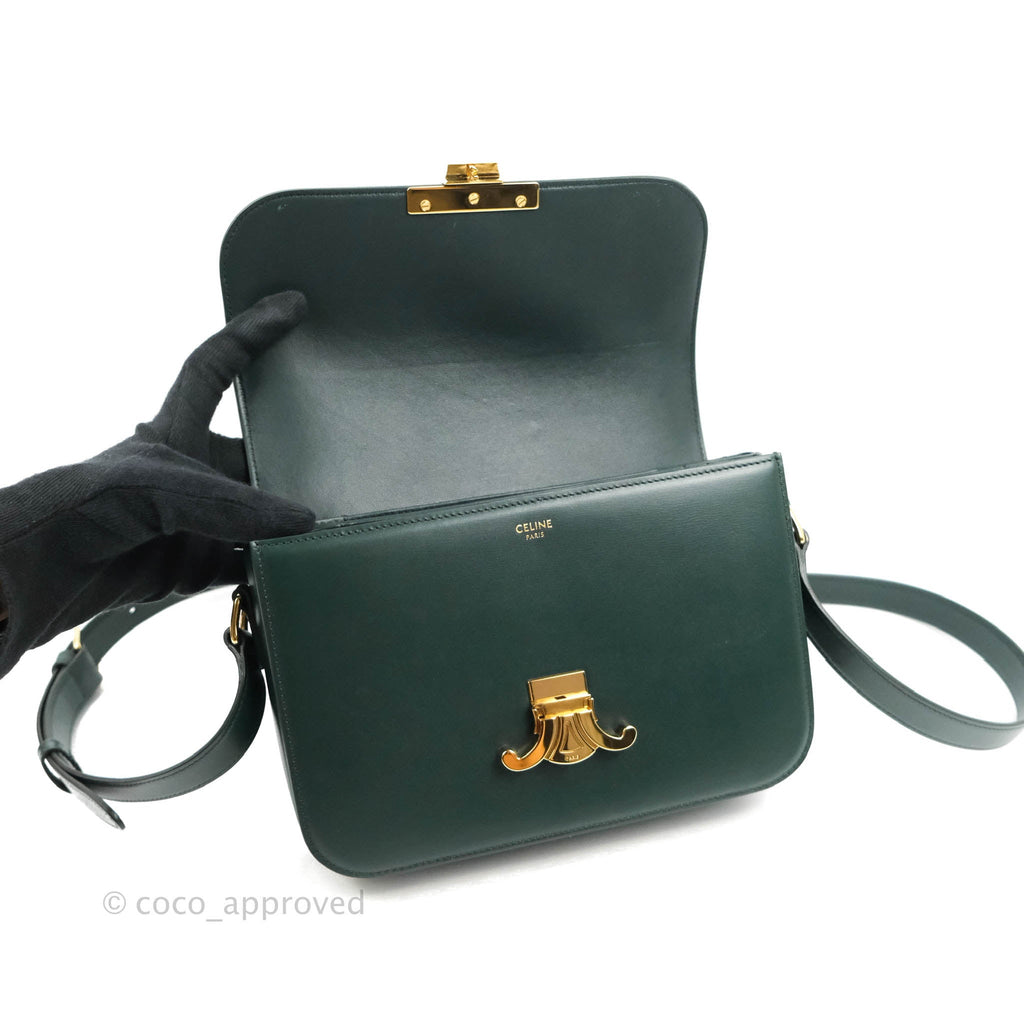 Celine Medium Triomphe Shiny Calfskin Amazone Green