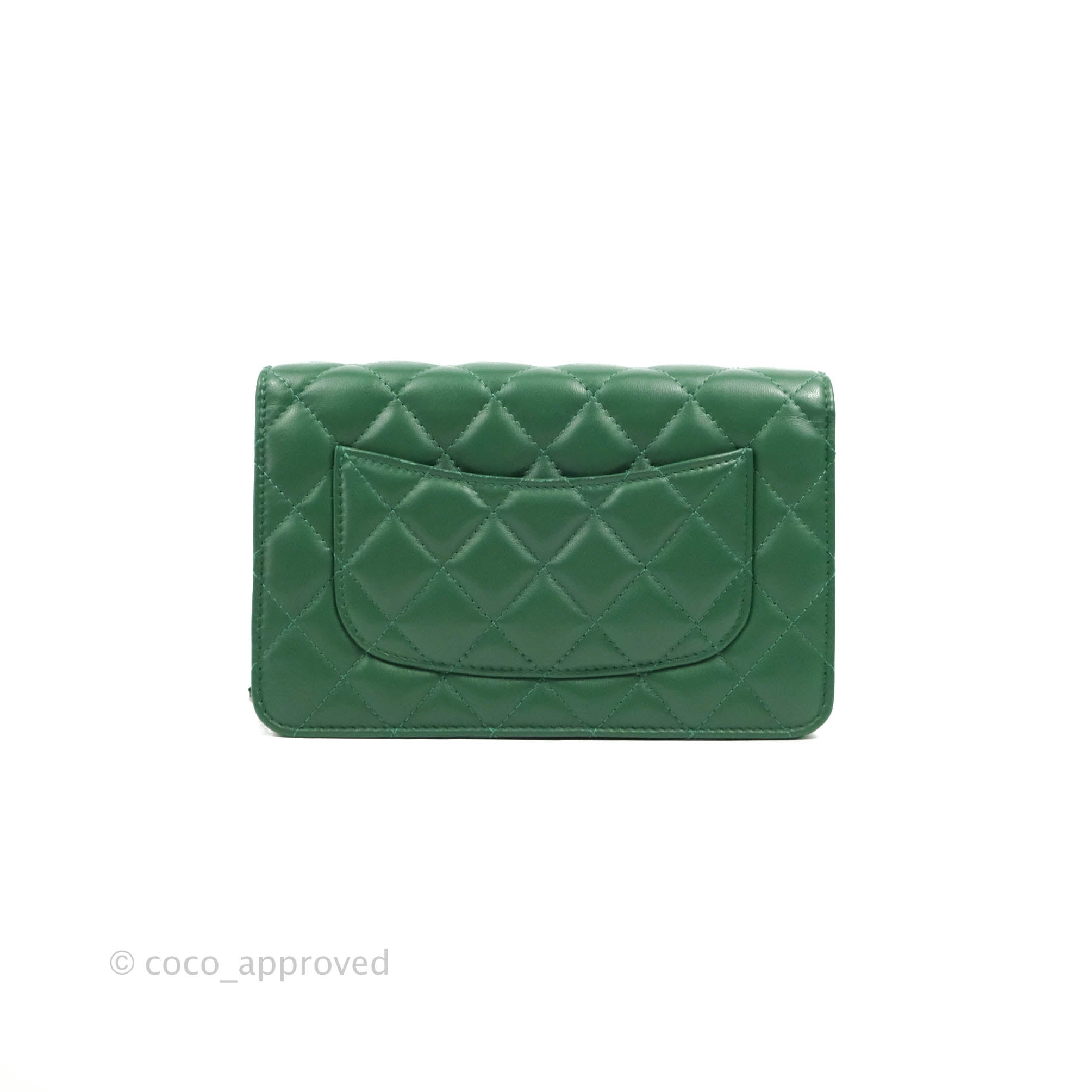 CHANEL bag, Wallet model, in dark green quilted leather,…