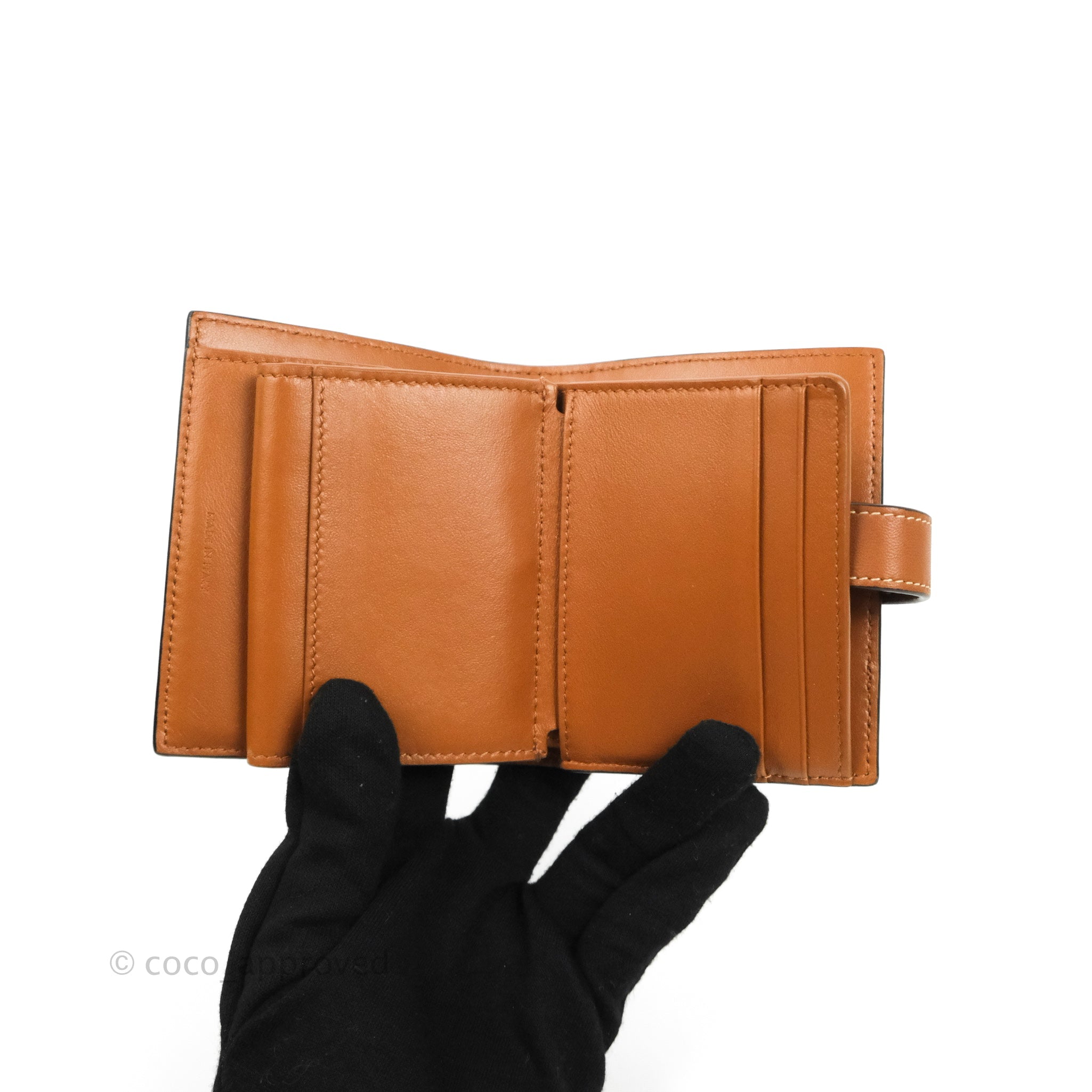 FLAP ORIGAMI WALLET IN TRIOMPHE CANVAS AND LAMBSKIN - TAN