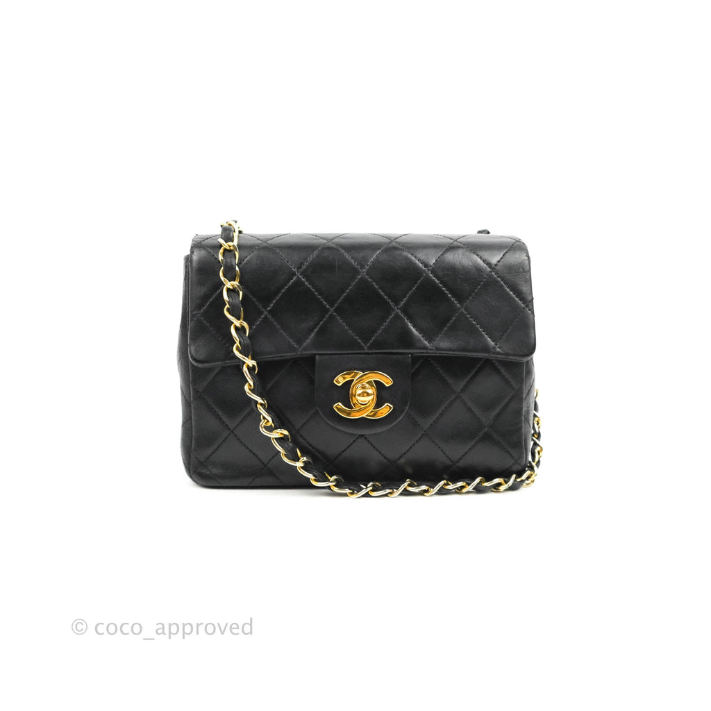 Chanel Vintage Mini Square Flap Bag in Black Lambskin with 24K Gold  Hardware - SOLD