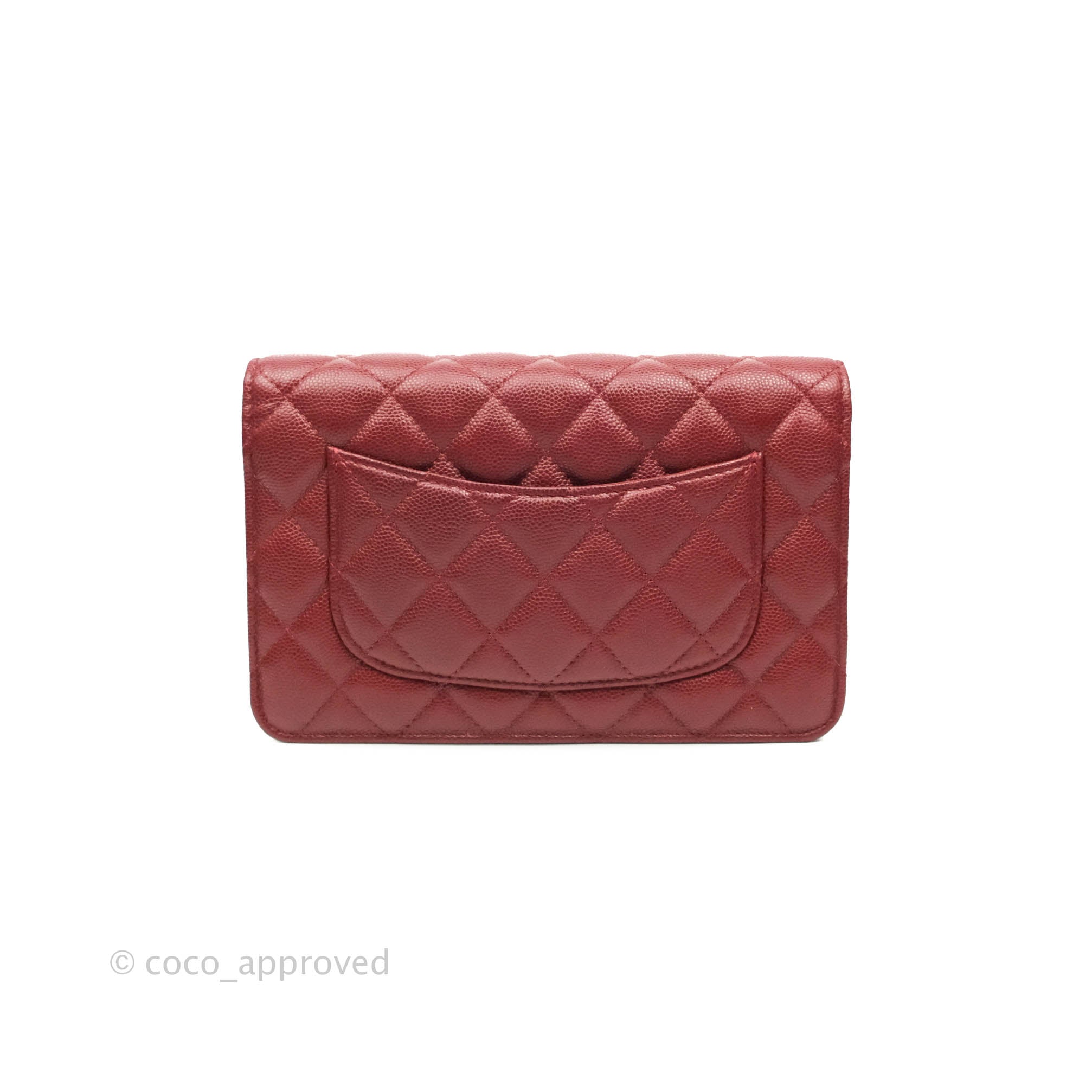 Chanel Red Quilted Lambskin Classic Wallet On Chain (WOC