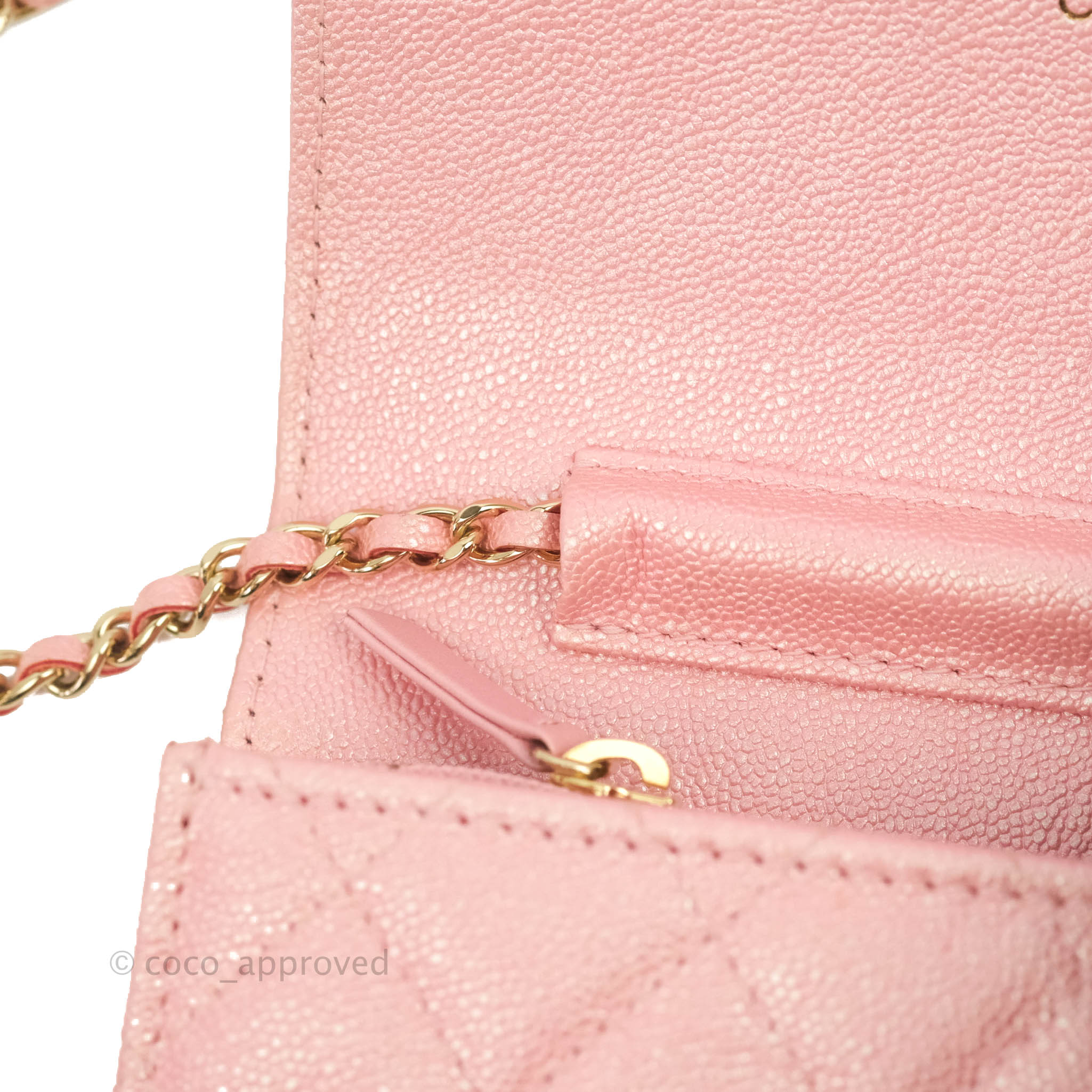 Chanel Mini Quilted Wallet On Chain WOC Caviar Iridescent Pink Gold Ha – Coco  Approved Studio