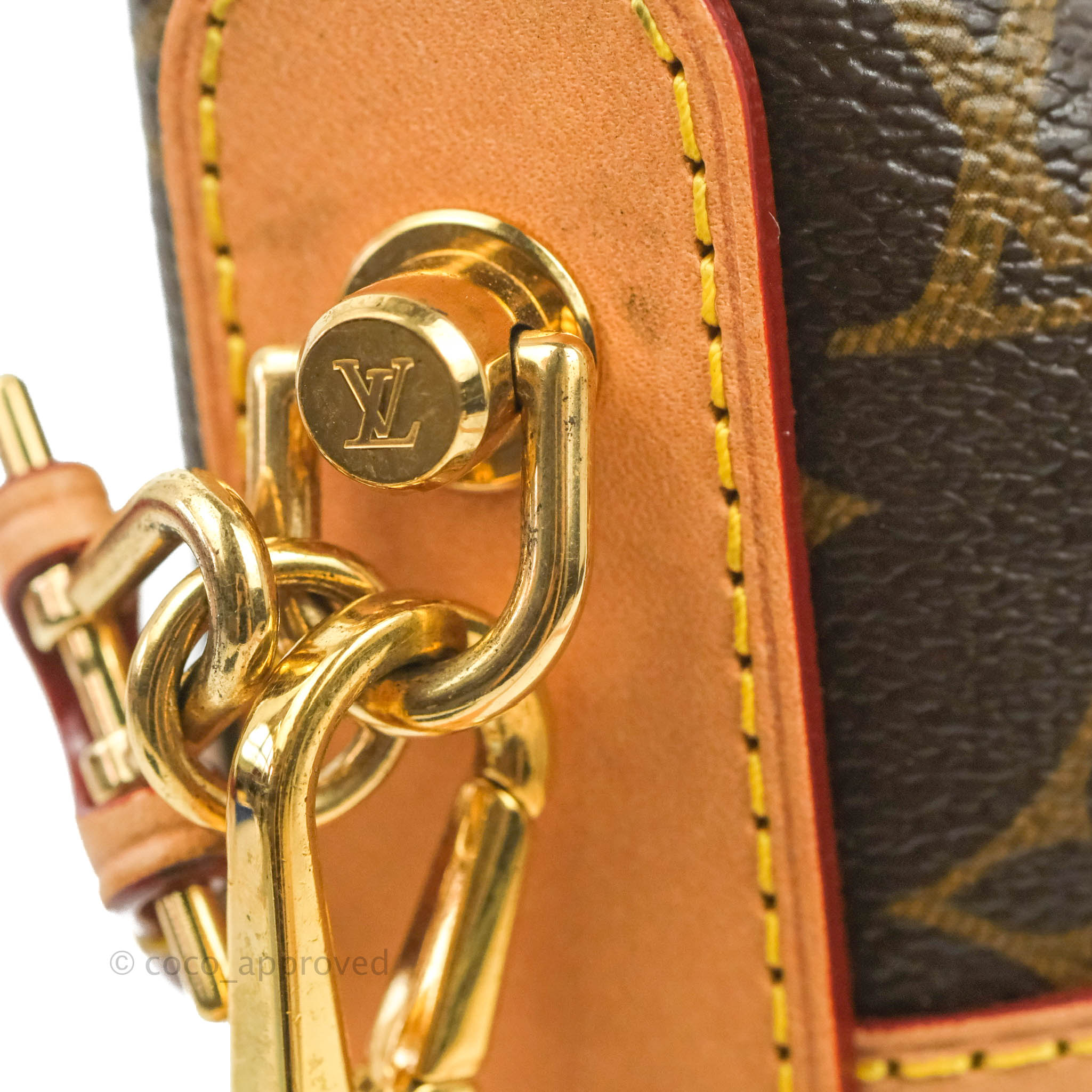 Louis Vuitton Lockit Tote Bag, Brown Monogram Natural Leather 100%  Authentic
