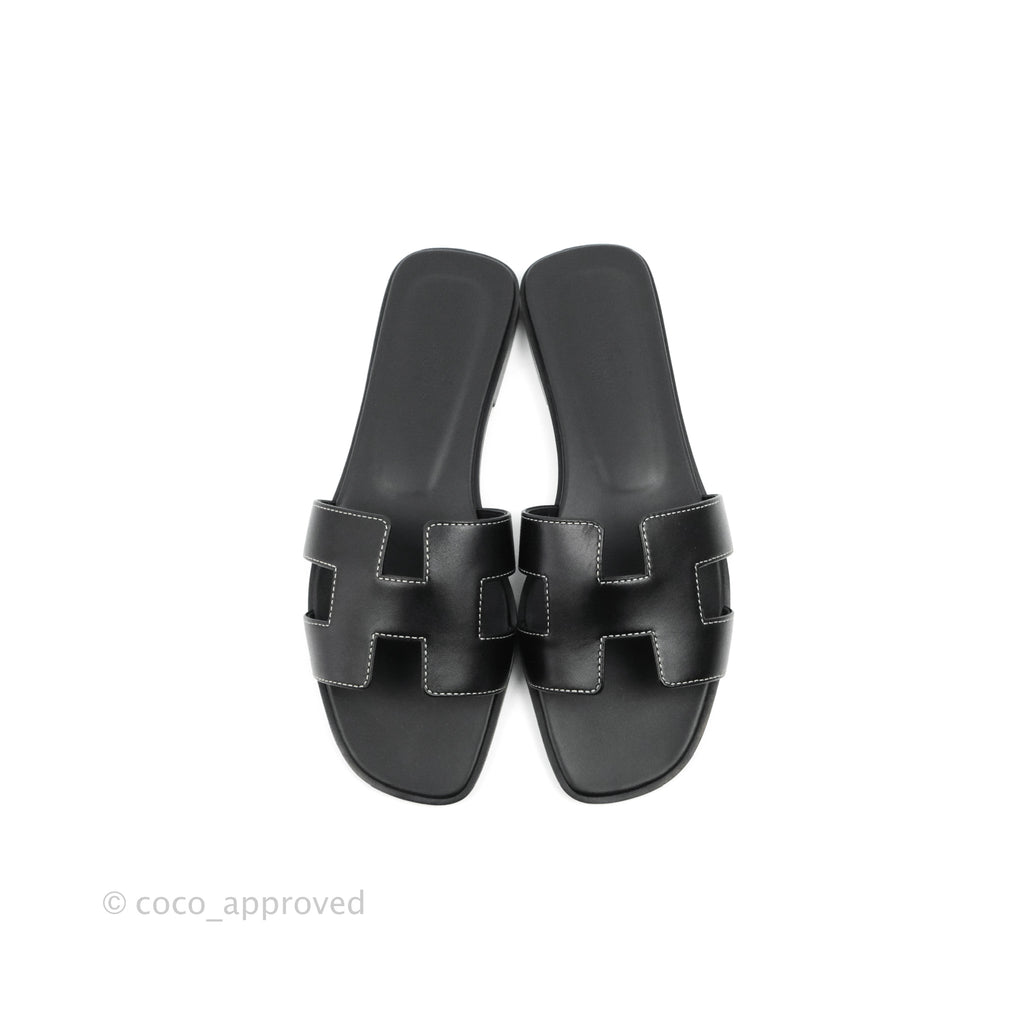 Hermès Oran Sandals in Black Size 37