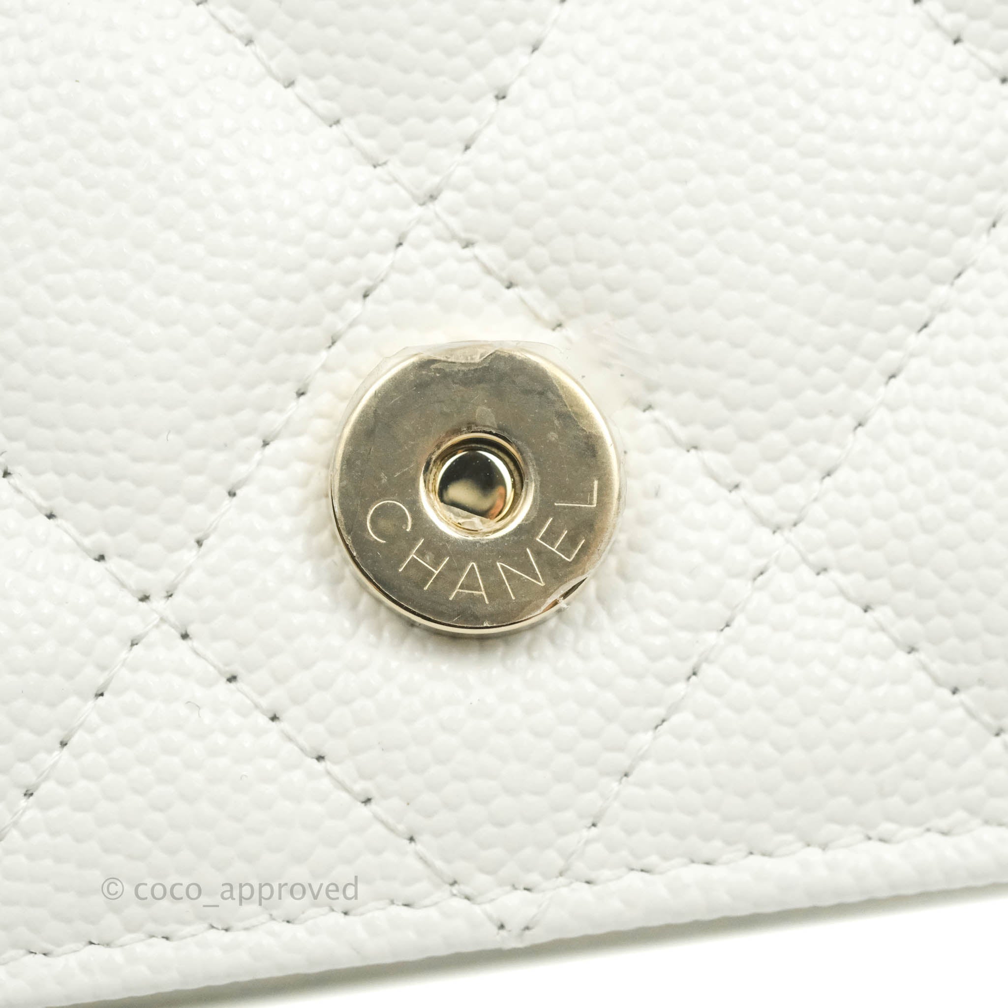 Chanel White Calfskin Quilted Leather Pearl Mini Wallet On Chain WOC Bag