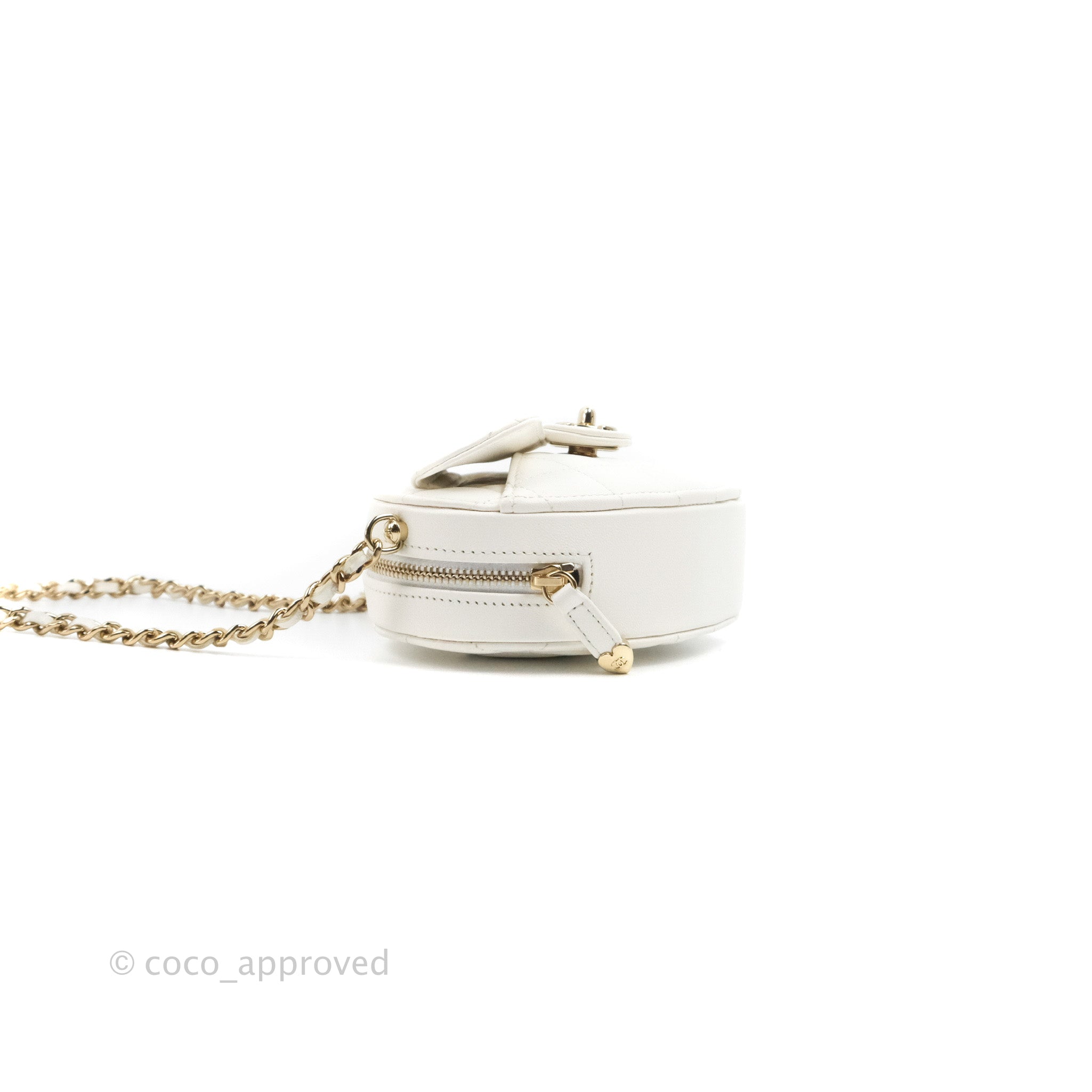 Chanel Heart Clutch With Chain 22S White Lambskin in Lambskin