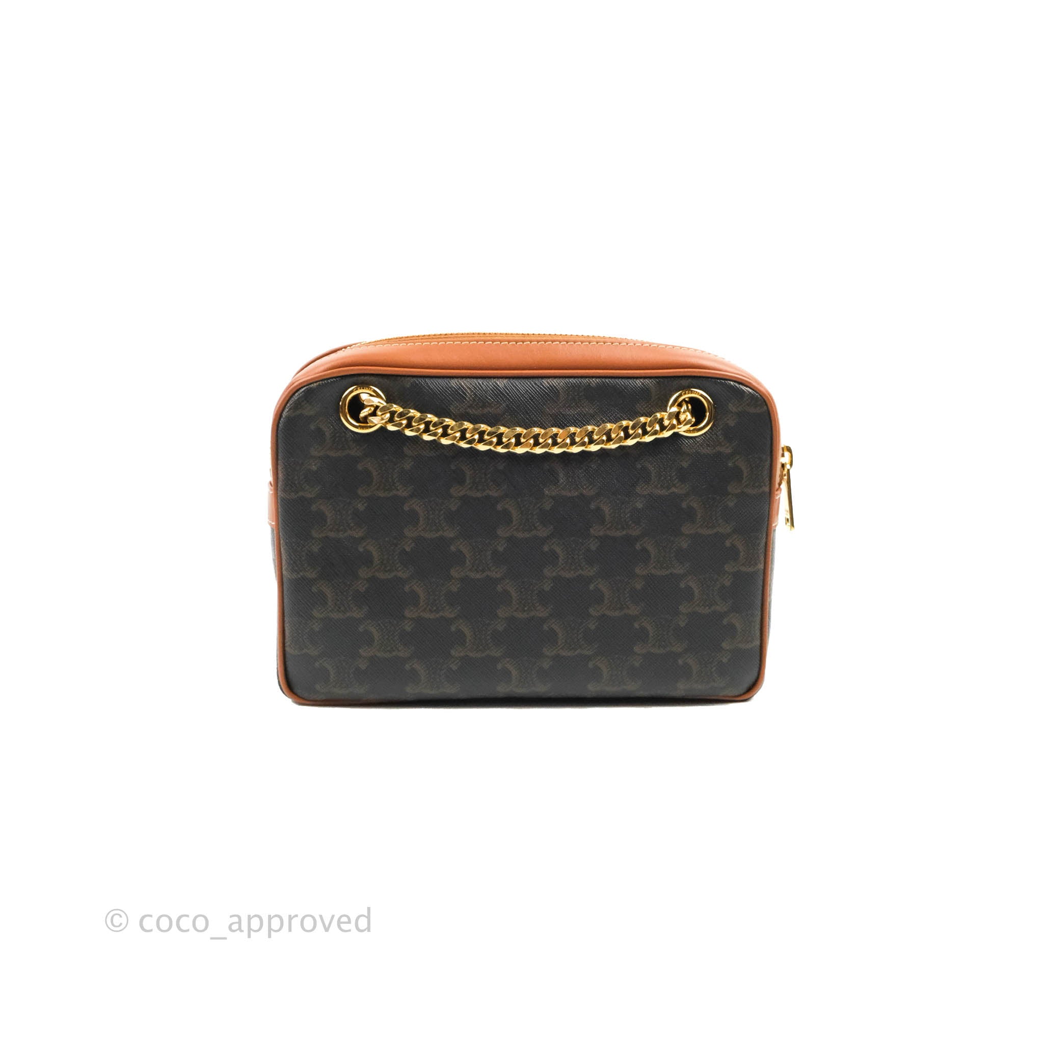 Women's Clutch with Chain in Triomphe Canvas and Lambskin, CELINE