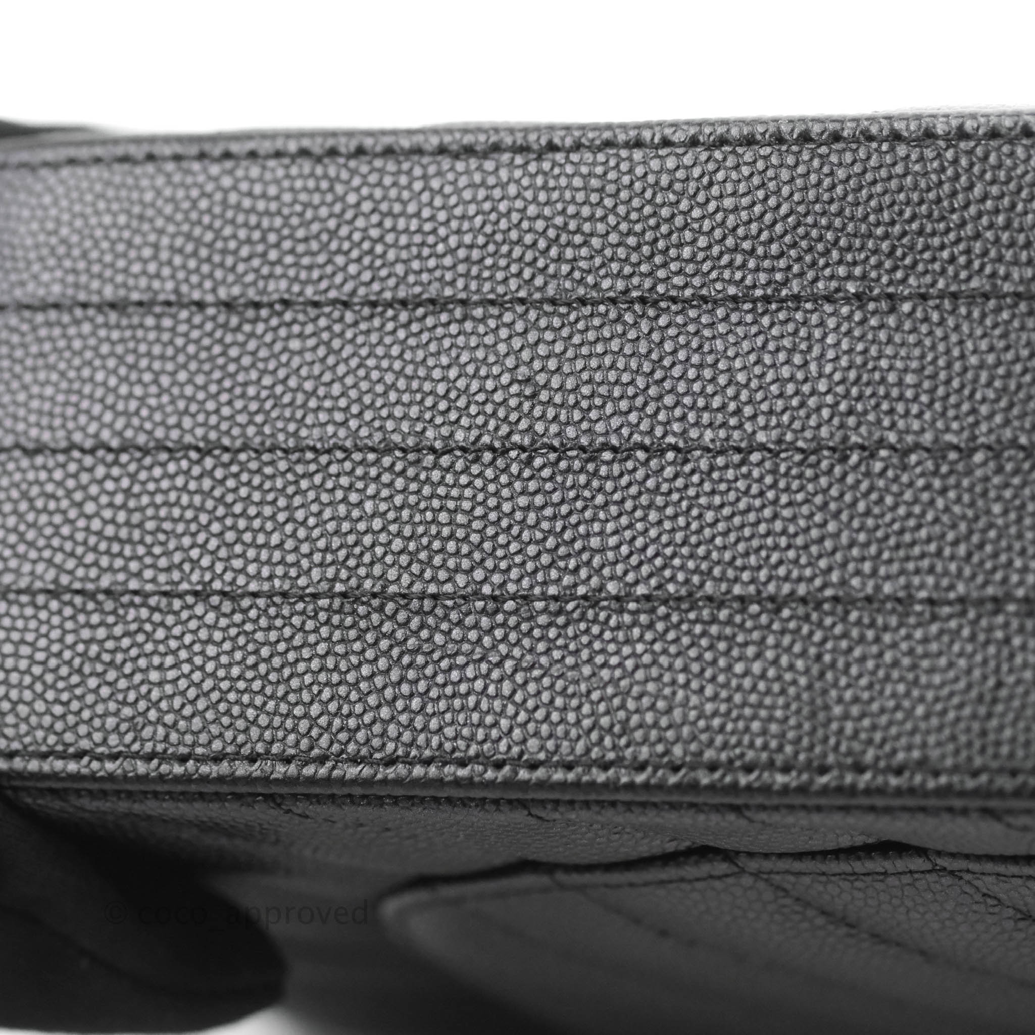 Chanel bag authentic Black Caviar leather medium classic flap Ruthenium  hardware