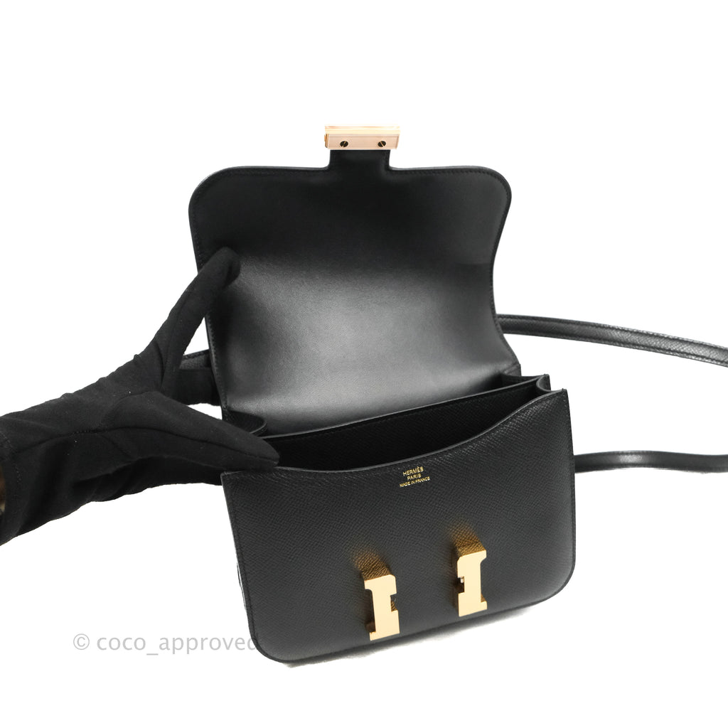 Hermès Constance Mini 18cm Black Epsom Rose Gold Hardware