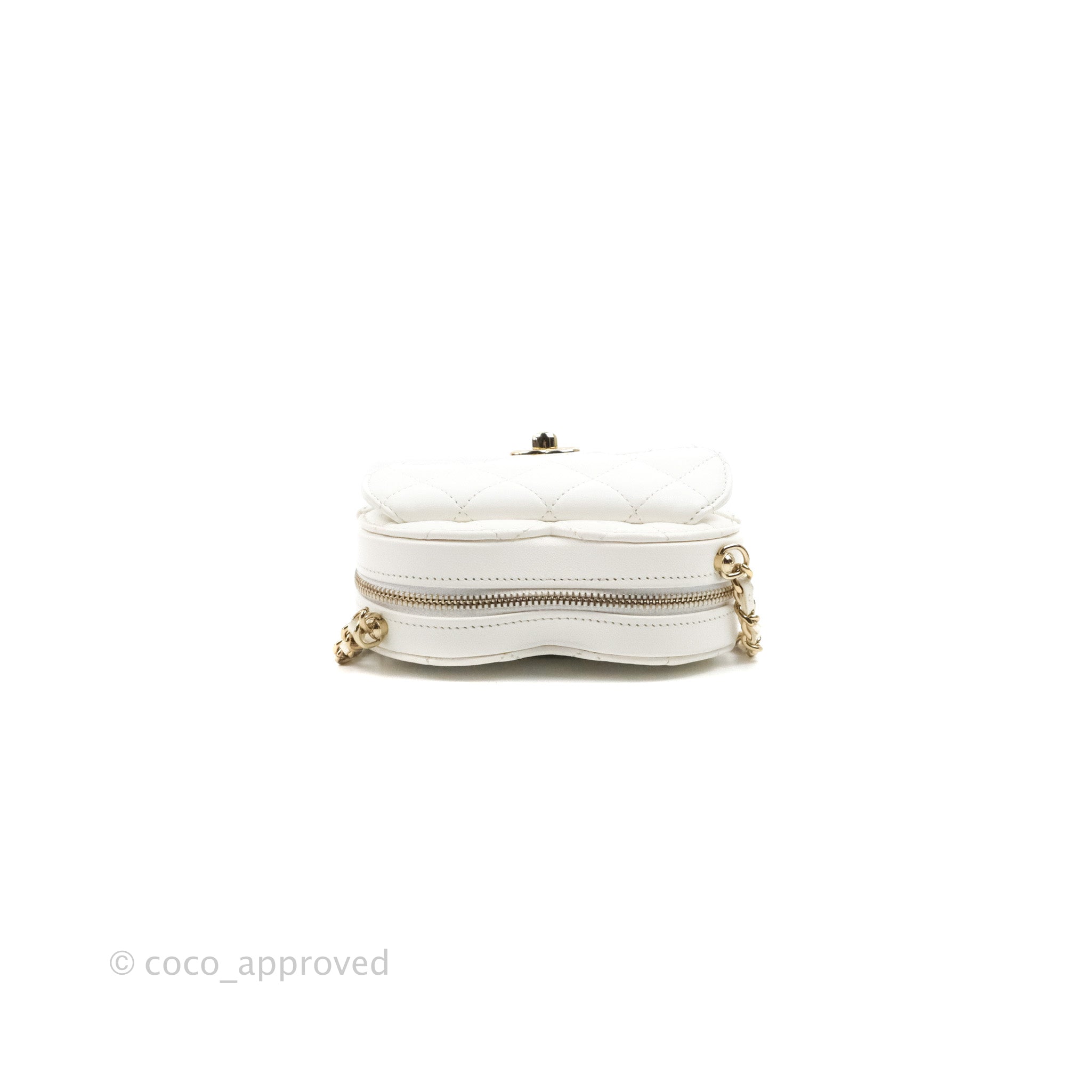 Chanel Small Heart Bag White Lambskin Gold Hardware 22S