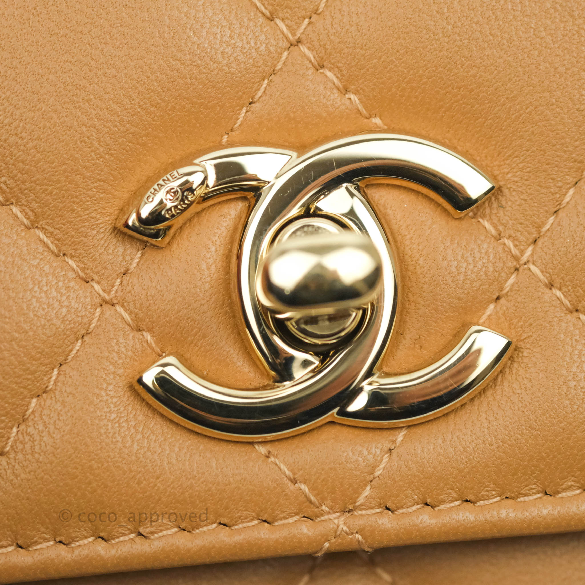 Chanel Mini Quilted Trendy CC Clutch With Chain Caramel Dark Beige