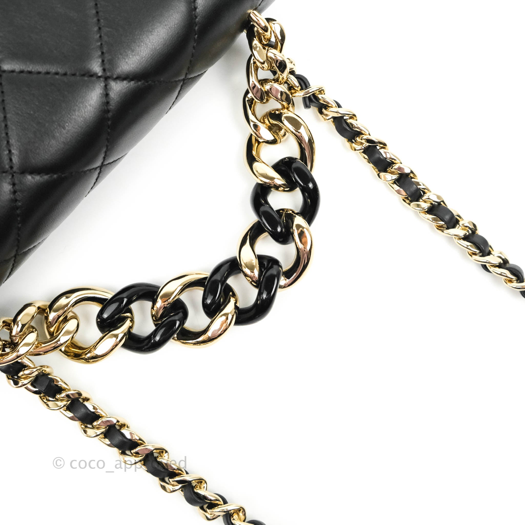 Chanel Quilted Large Resin Bi-Color Chain Flap Bag Black Lambskin – Coco  Approved Studio