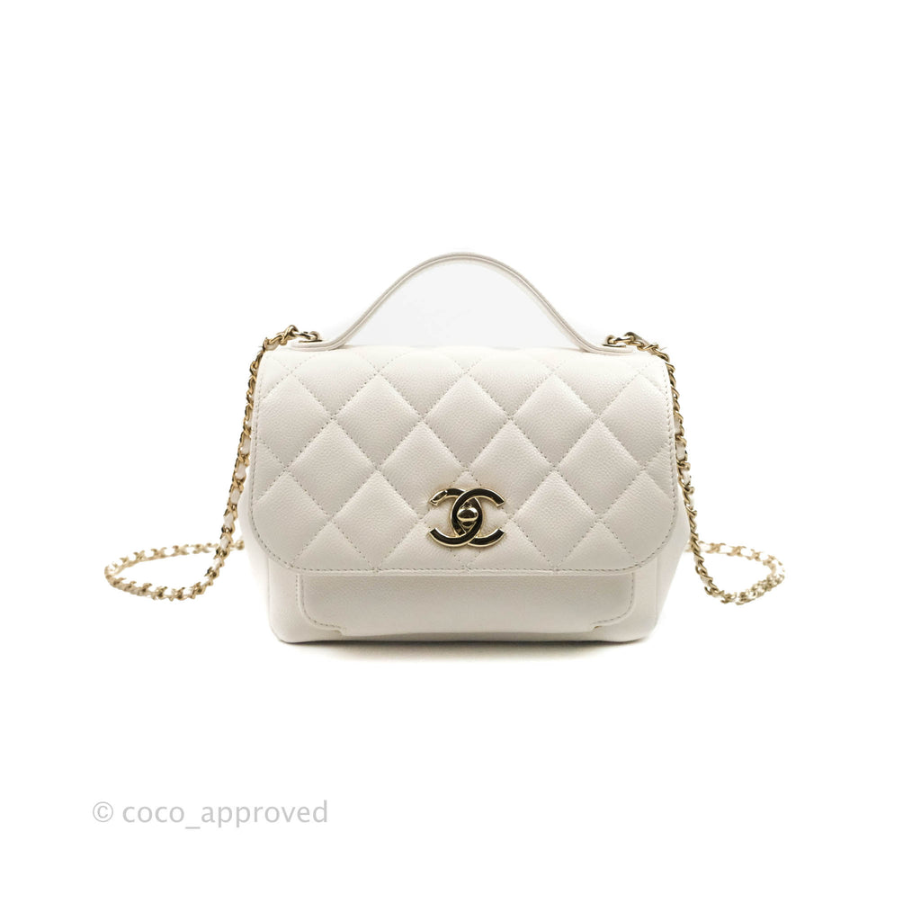 Chanel Quilted Small Business Affinity Flap White Caviar Gold Hardware