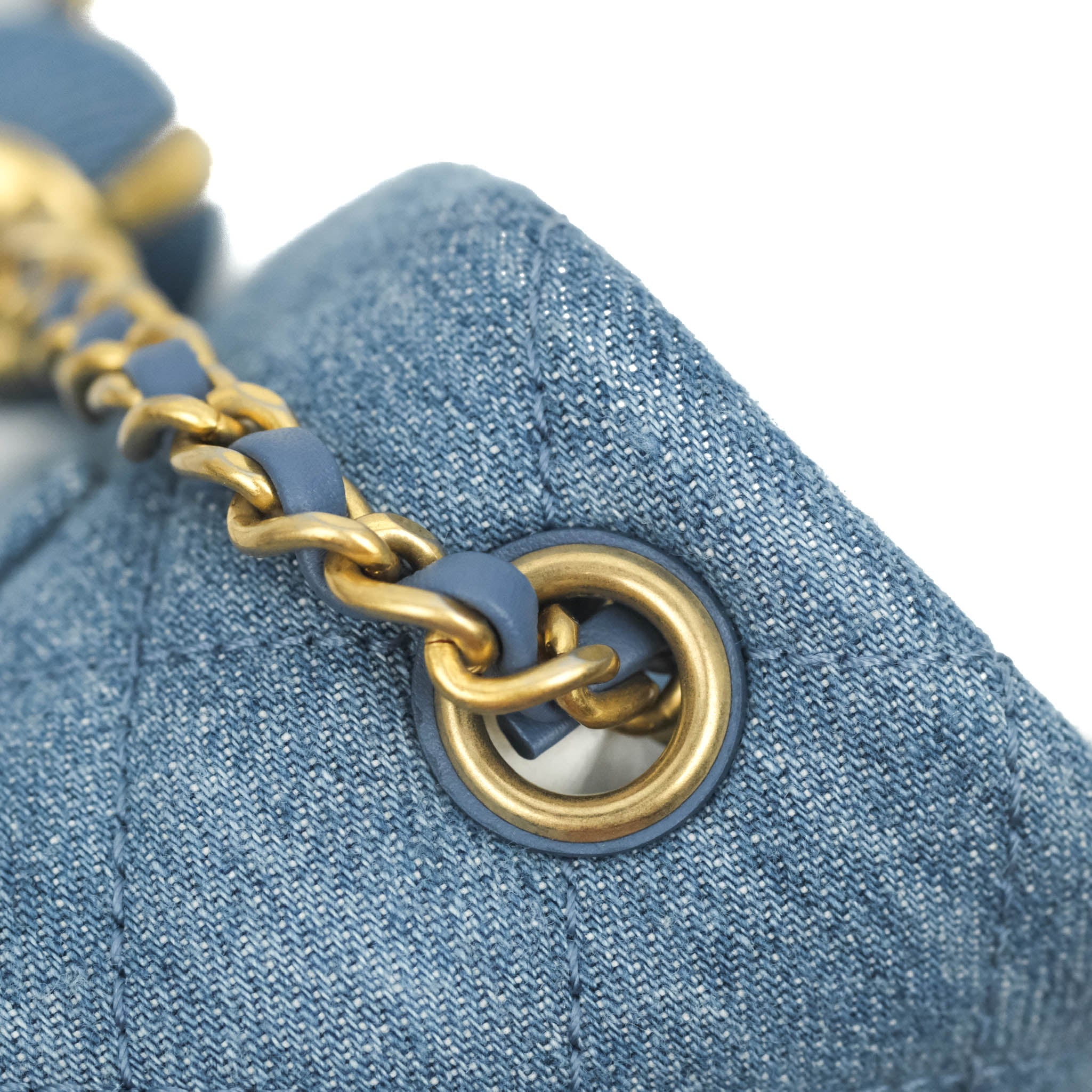 CHANEL 22C Blue Denim Pearl Crush Square Mini Flap Bag Gold Hardware –  AYAINLOVE CURATED LUXURIES