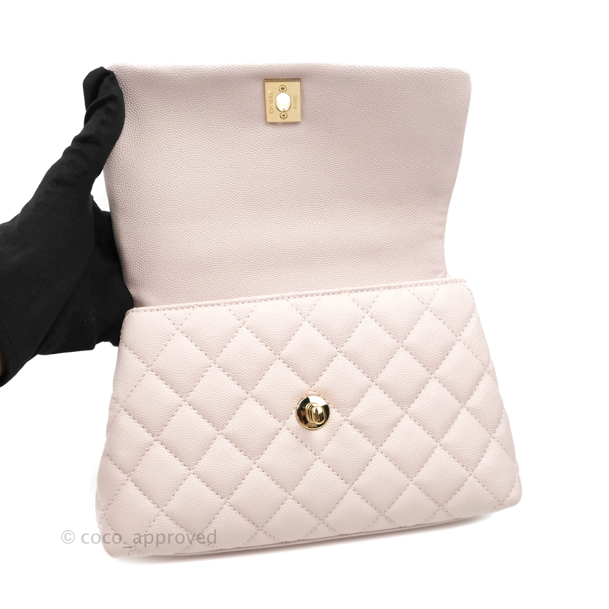 Chanel Small Coco Handle Light Lilac Pink Caviar Gold Hardware 20A