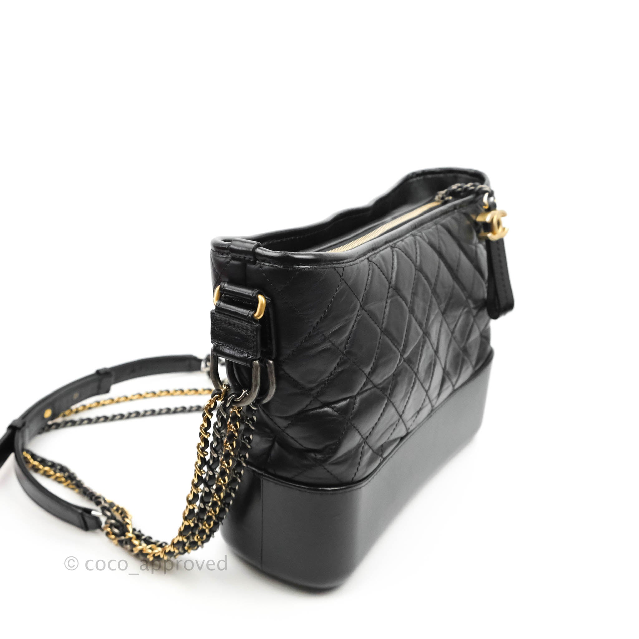 Chanel Medium Tan & Black Gabrielle Quilted Aged Calfskin Hobo (OOZX) 144010019130 RP/SA