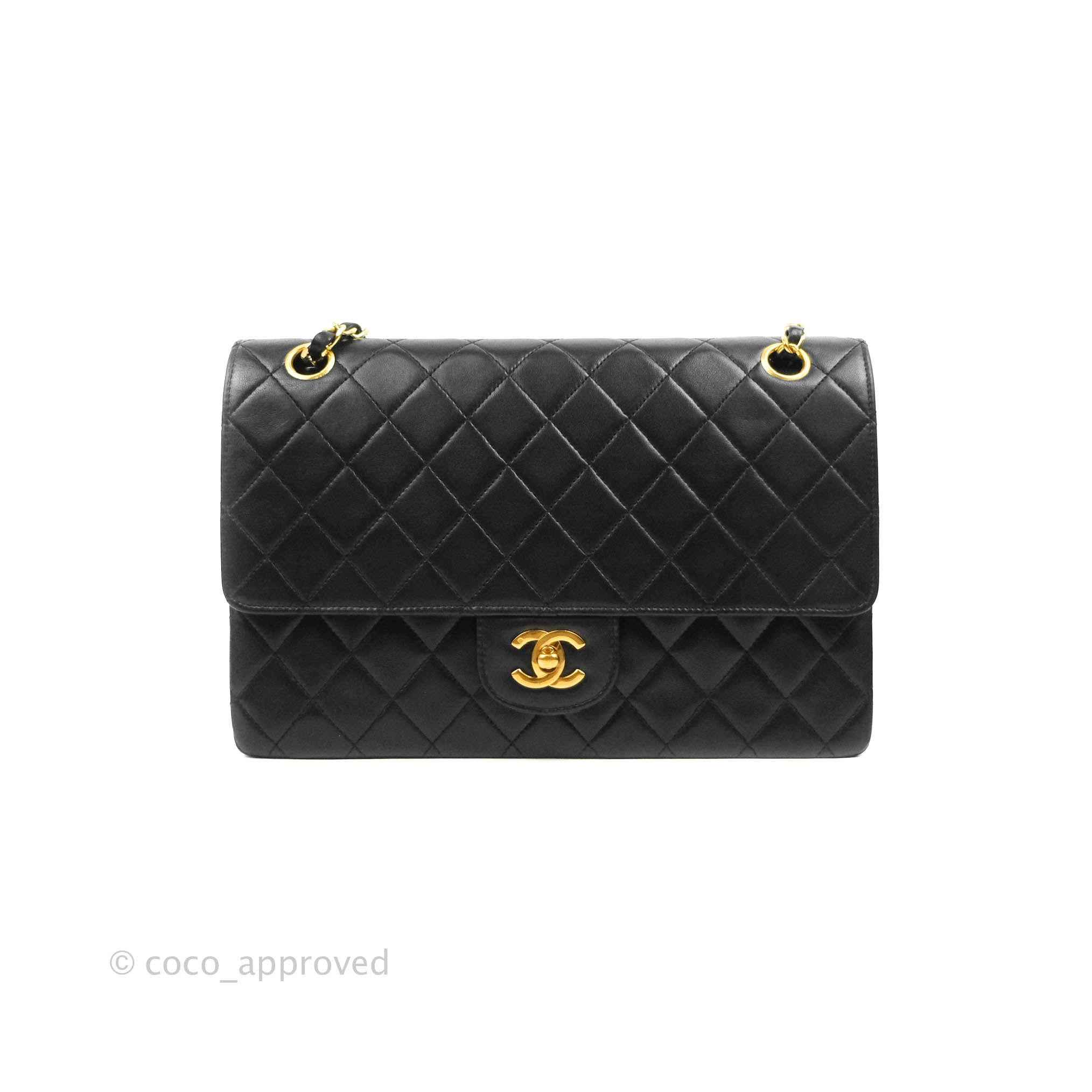 Chanel Classic Vintage Grey Small Lambskin Double Flap 24K Gold
