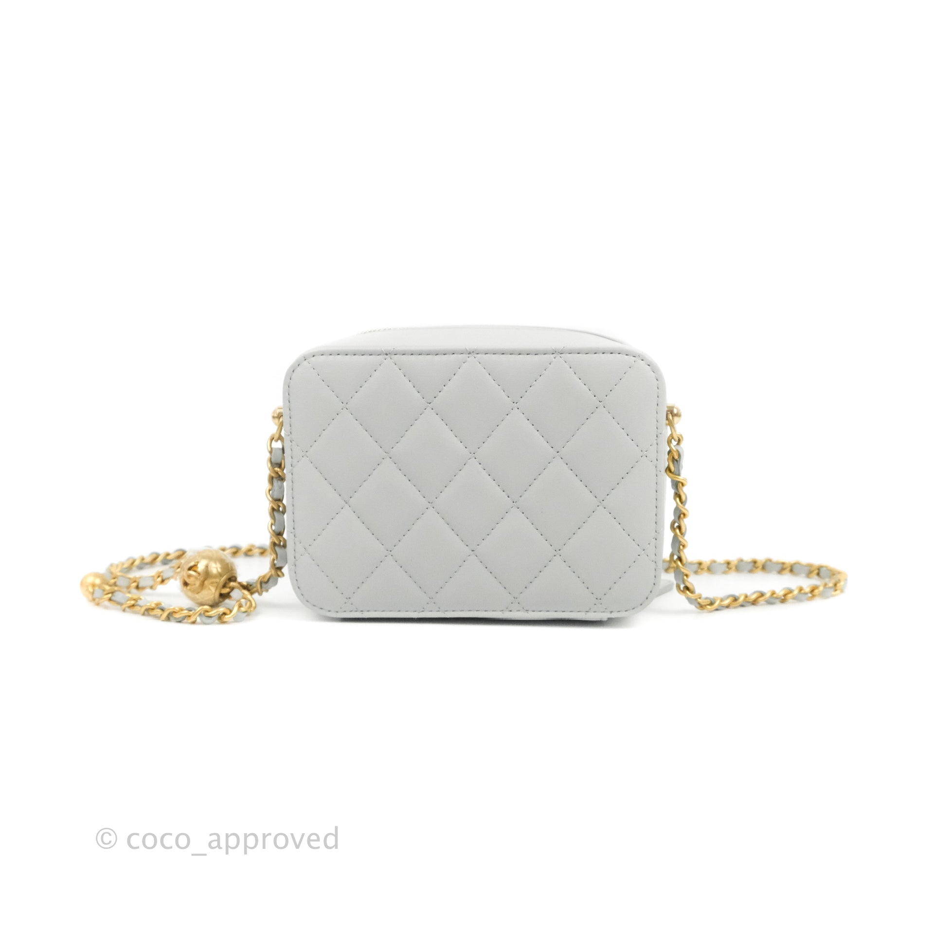 Chanel Lambskin Quilted CC Pearl Crush Mini Rectangular Flap Pink