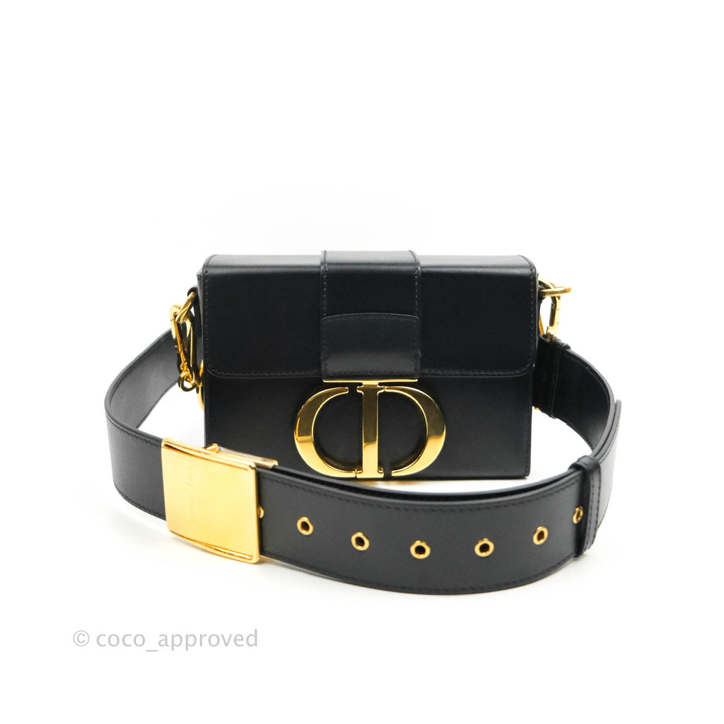 Christian Dior 30 Montaigne Box Bag Black Calfskin Gold Hardware