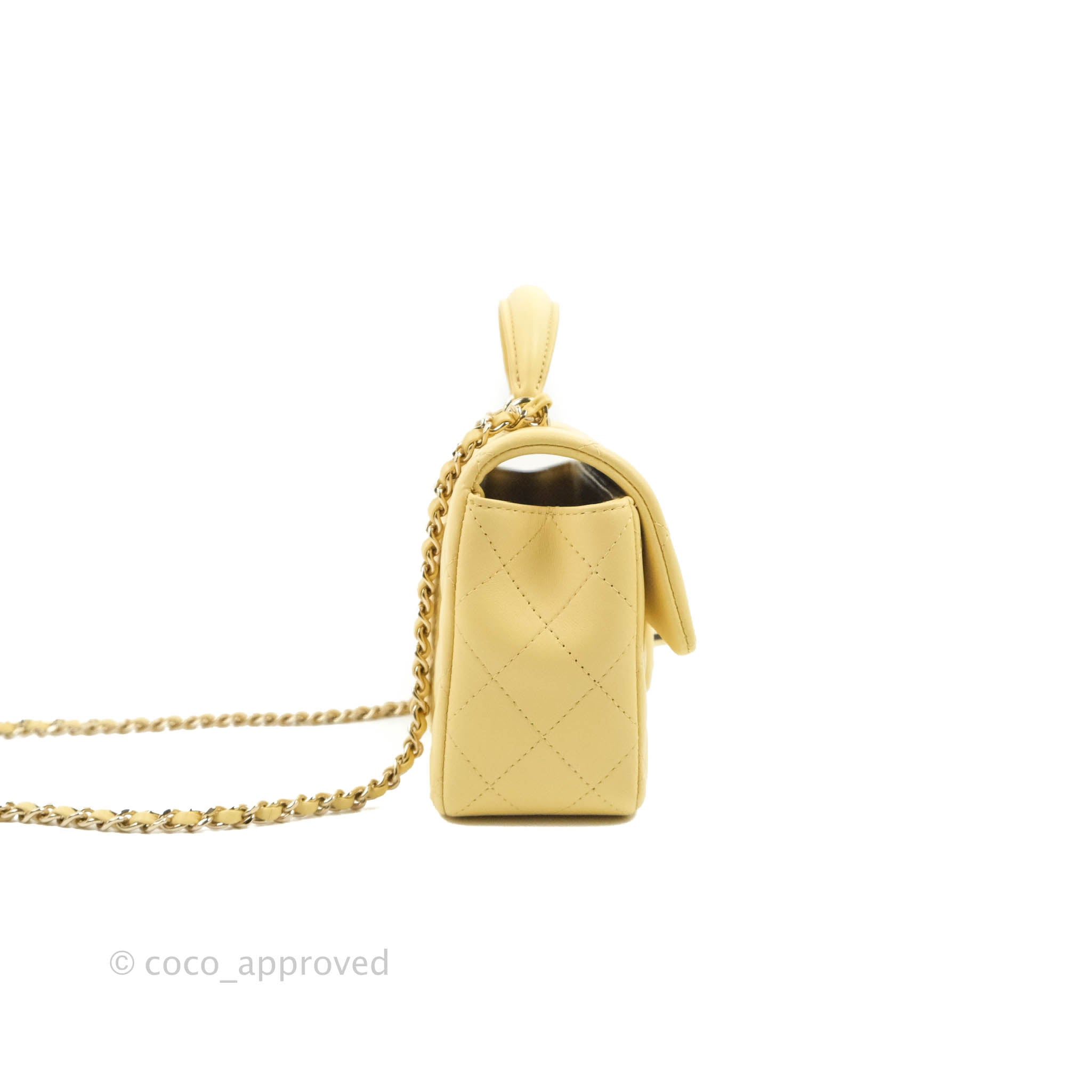 Chanel Top Handle Mini Rectangular Flap Bag Yellow Lambskin Gold Hardw – Coco  Approved Studio