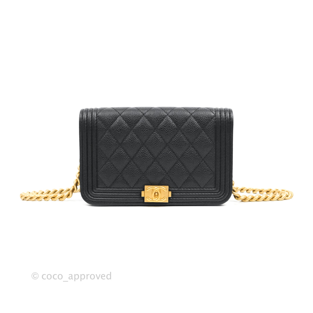 Chanel Mini Boy WOC Black Caviar Aged Gold Hardware