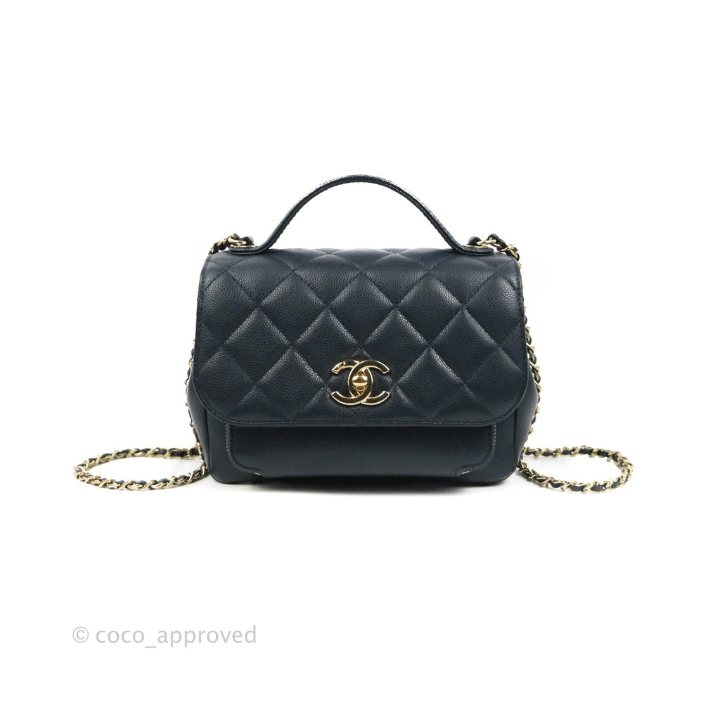 Chanel Quilted Small Business Affinity Flap Navy Caviar Gold Hardware