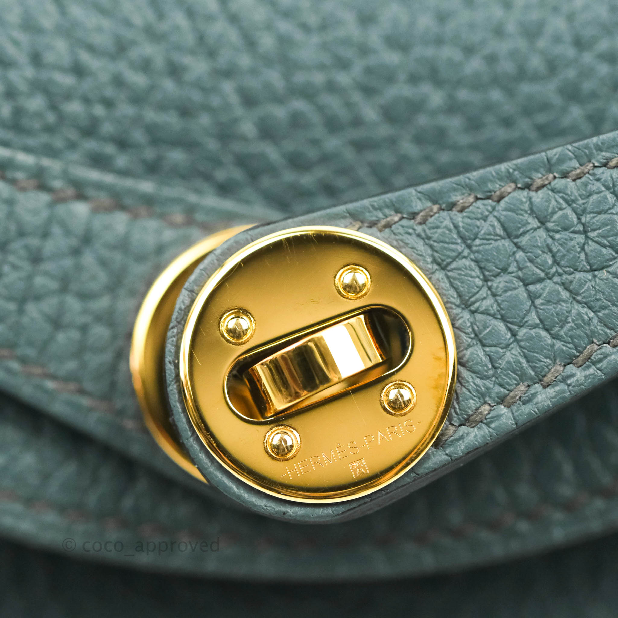 Hermès Mini Lindy 20 Clemence Vert Bosphore GHW Turquoise Leather  ref.205726 - Joli Closet