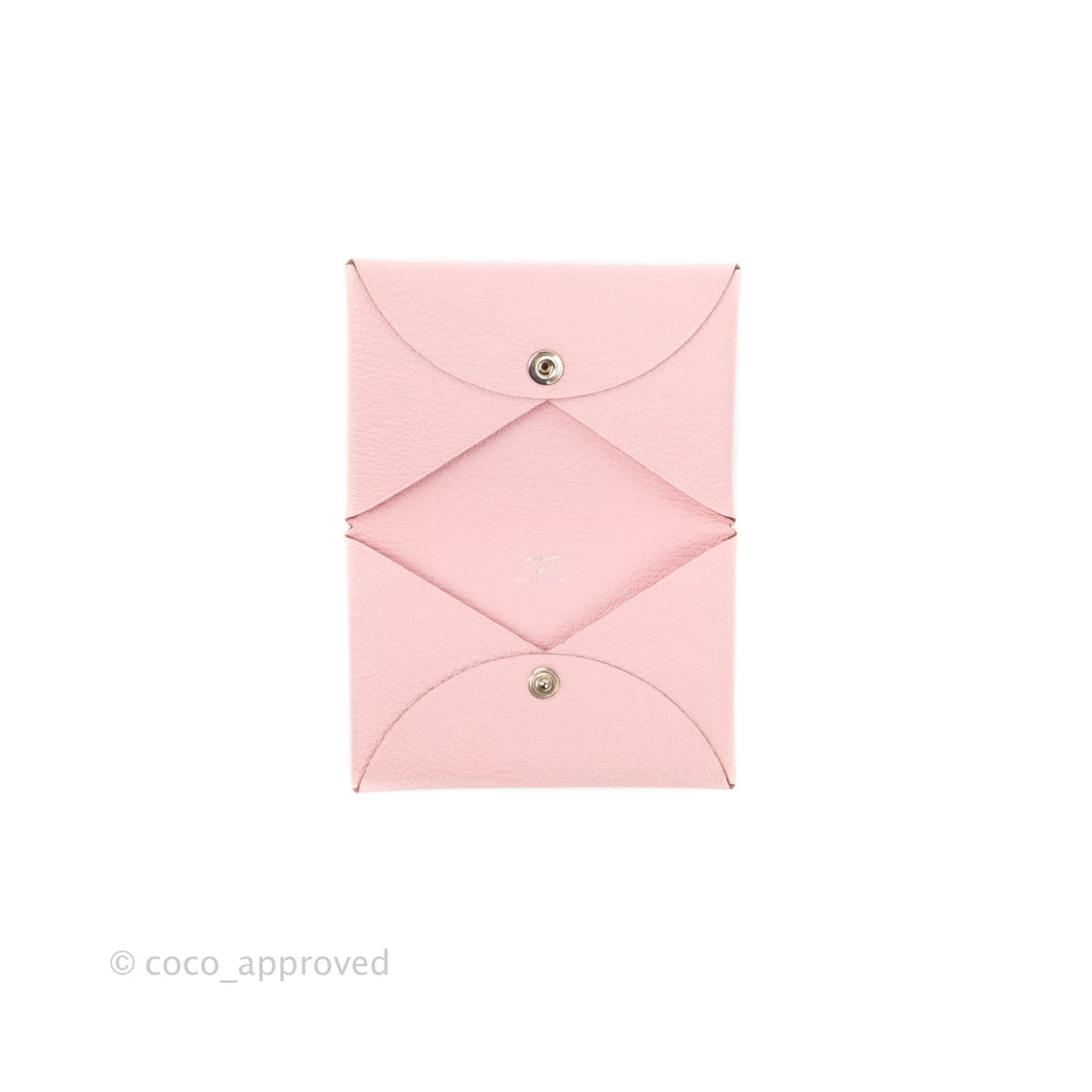 Hermès Calvi Card Holder Sakura Pink Chevre Mysore