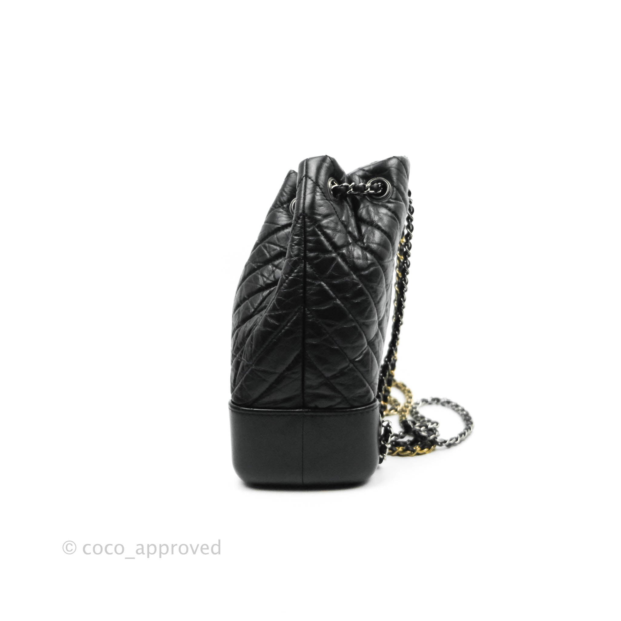 Authentic Chanel Small Gabrielle Backpack Black Chevron, Luxury