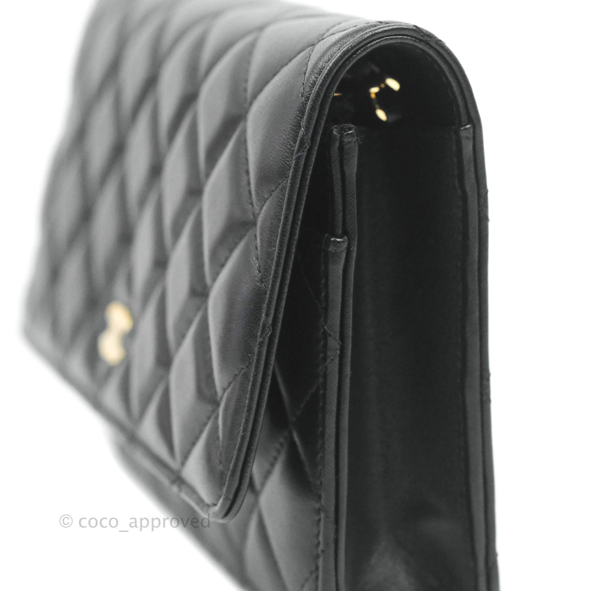 Chanel Black Quilted Lambskin Classic Wallet On Chain Gold