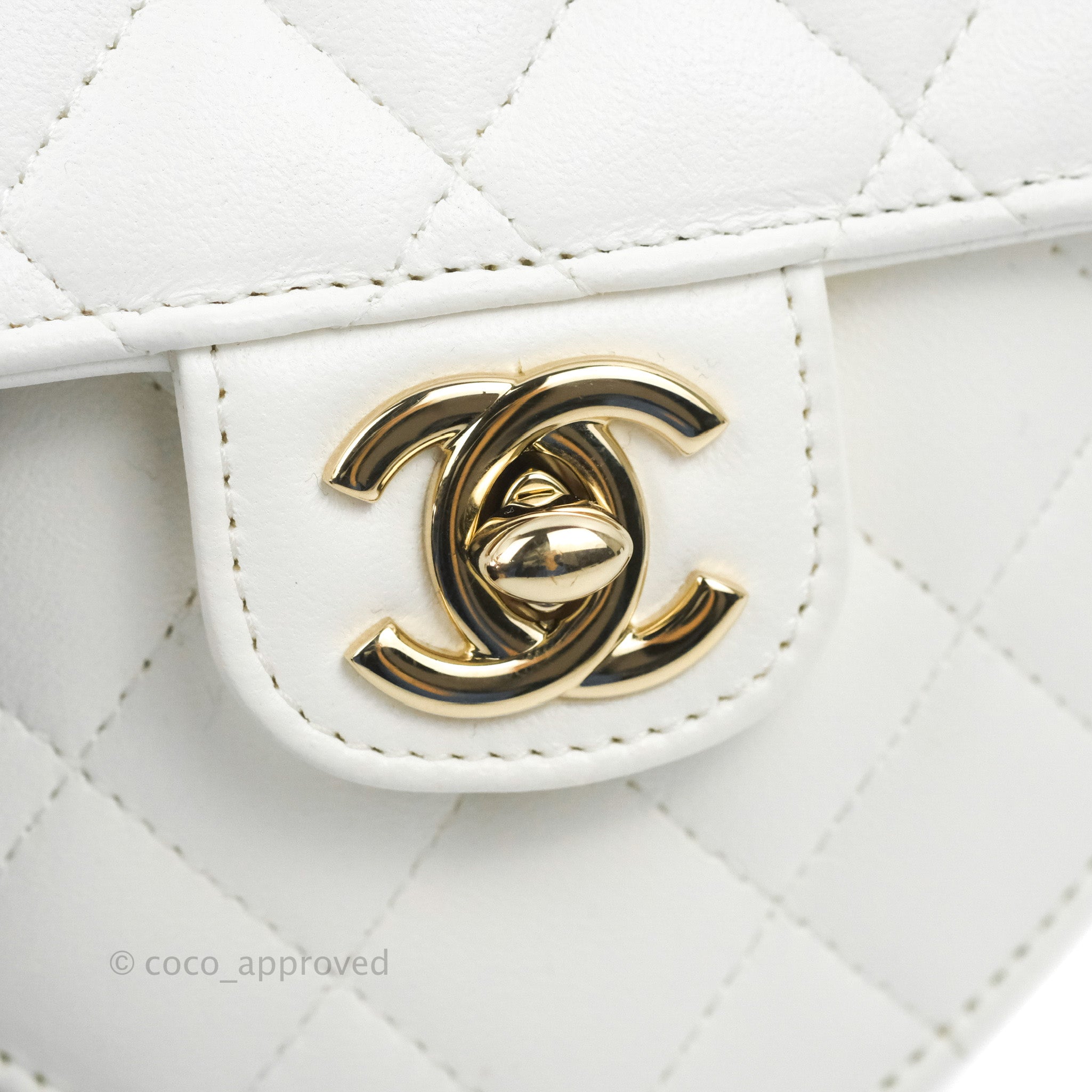 Chanel Small Heart Bag White Lambskin Gold Hardware 22S