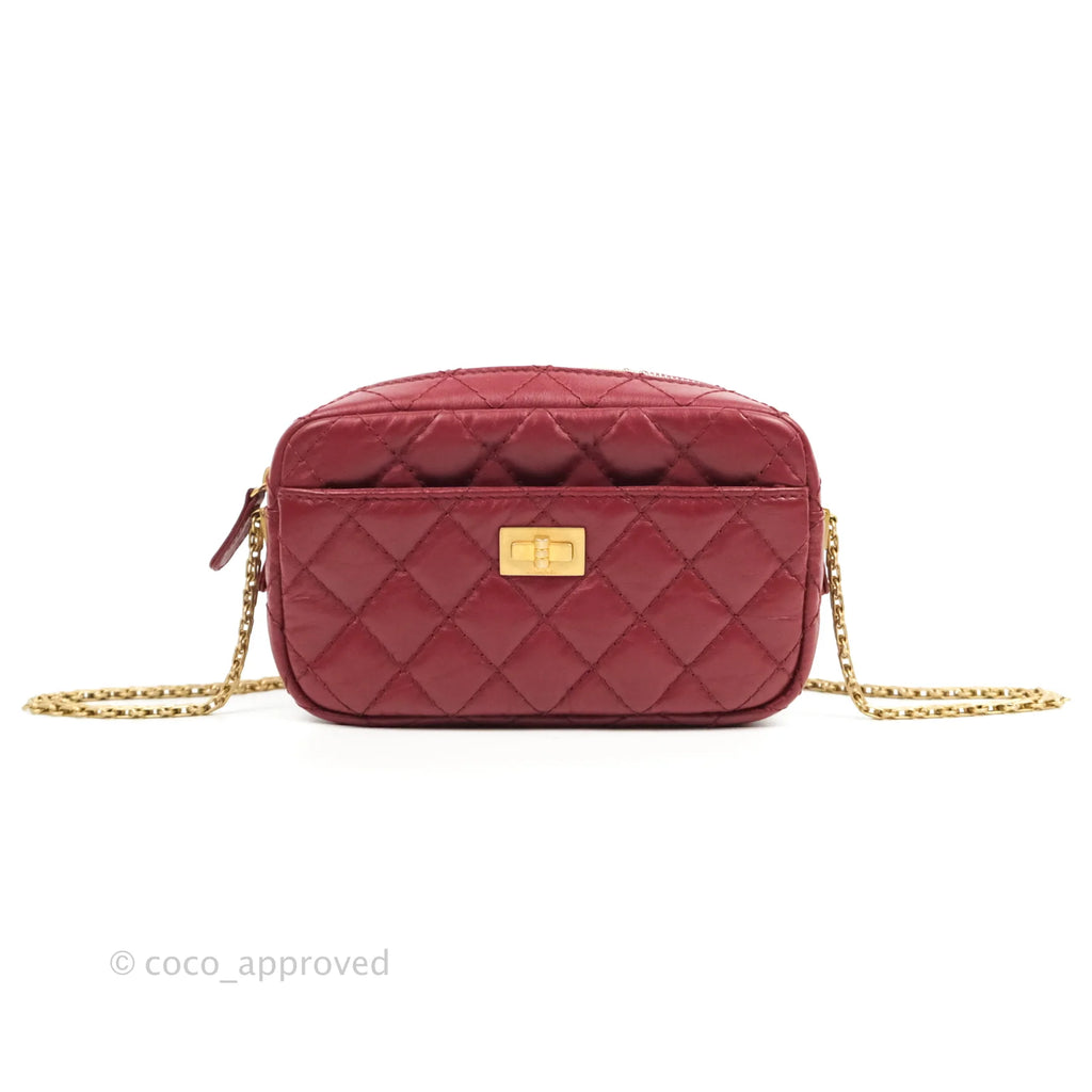 Pre-owned Chanel Red Quilted Caviar Pocket Camera Bag Large