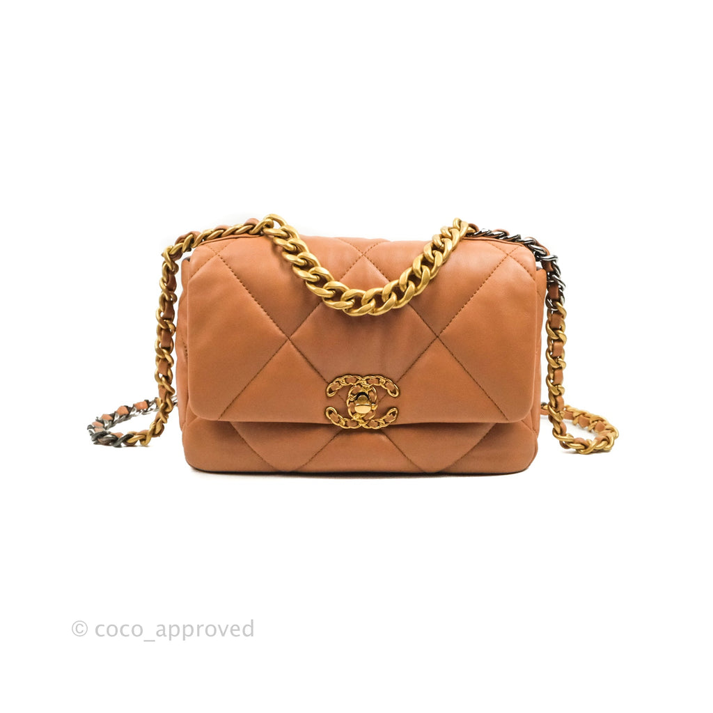 Chanel 19 Small Caramel Dark Beige Lambskin Mixed Hardware 21K