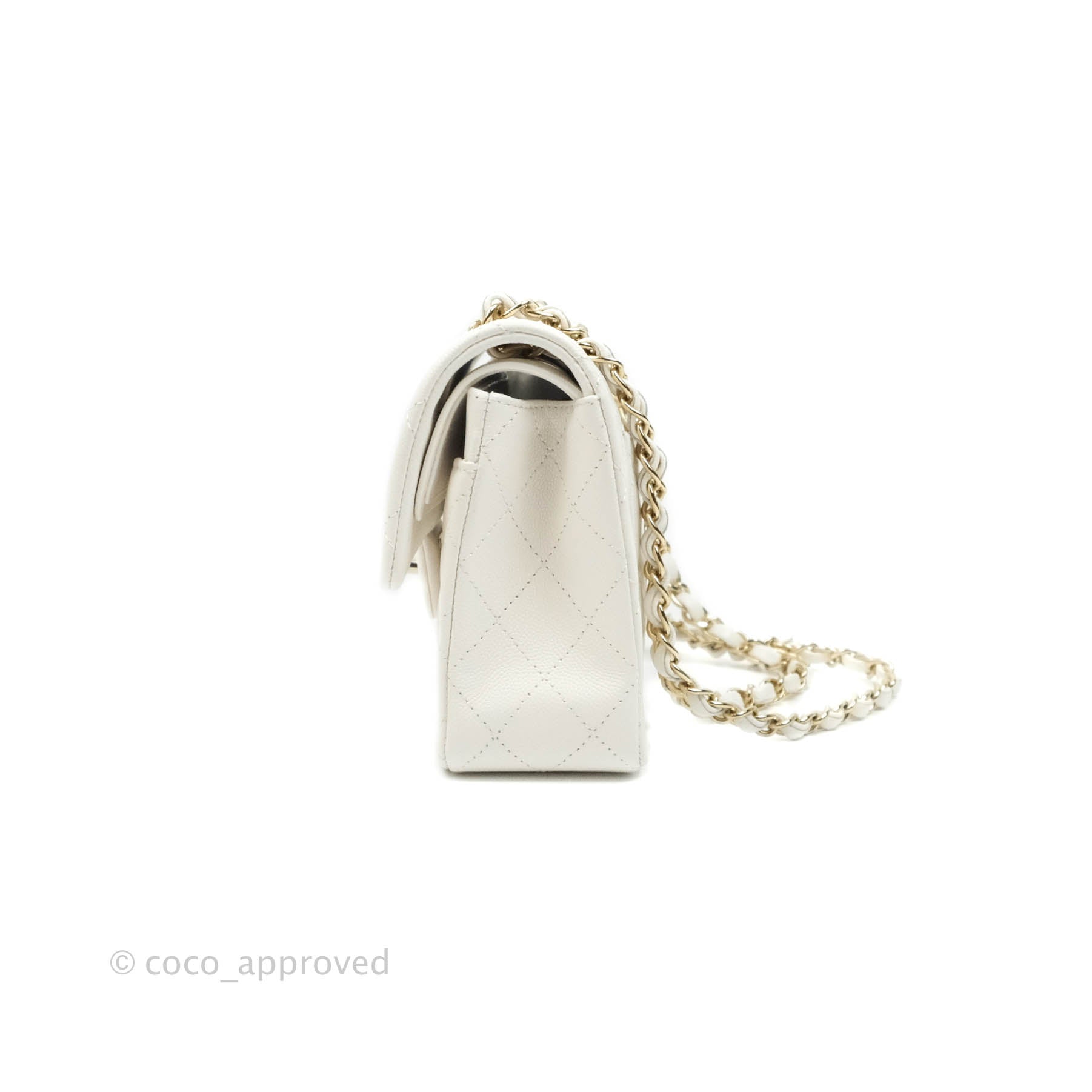 Chanel Classic Small S/M Flap White Caviar Silver Hardware – Coco