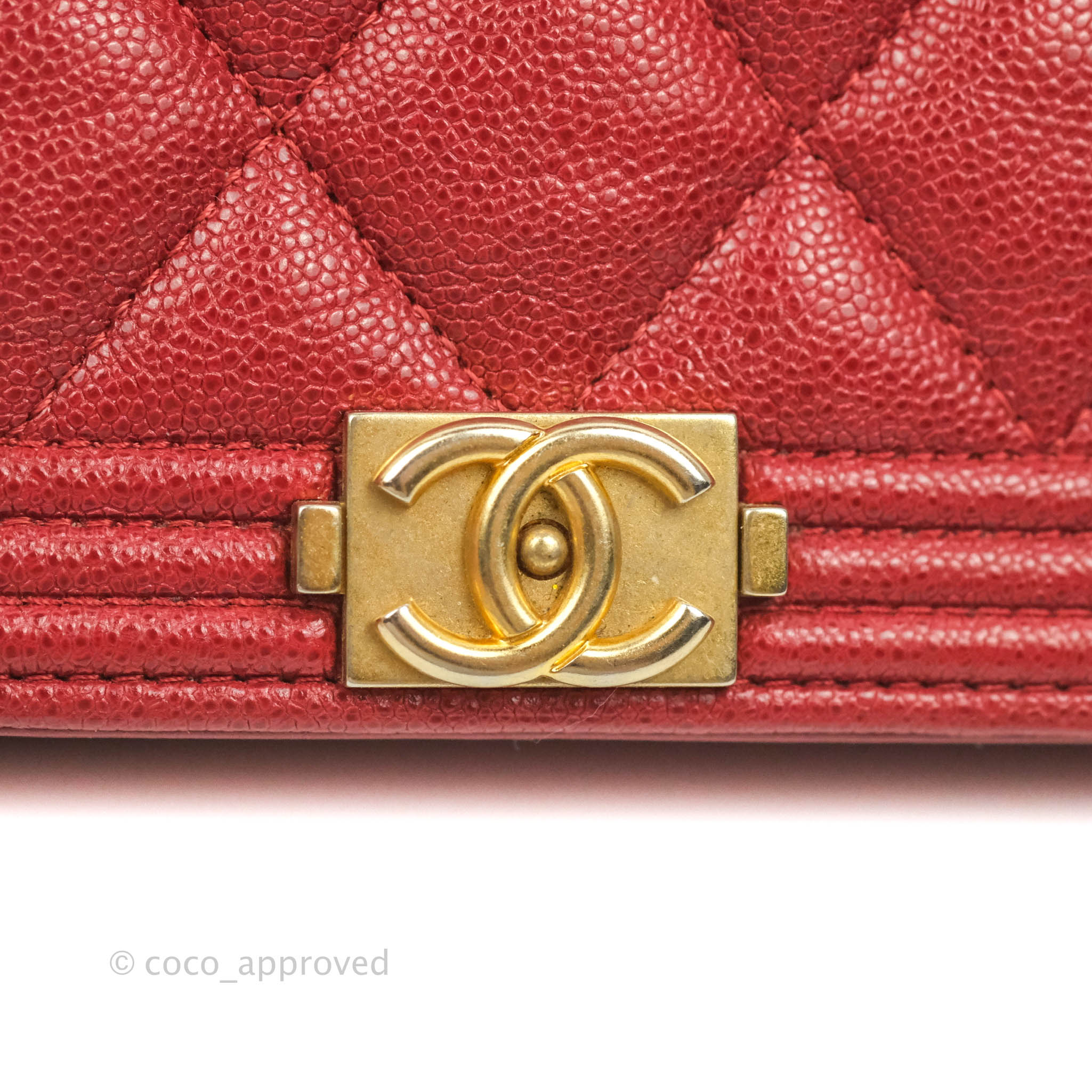 Chanel Wallet On Chain Quilted Diamond Red in Caviar with Matte