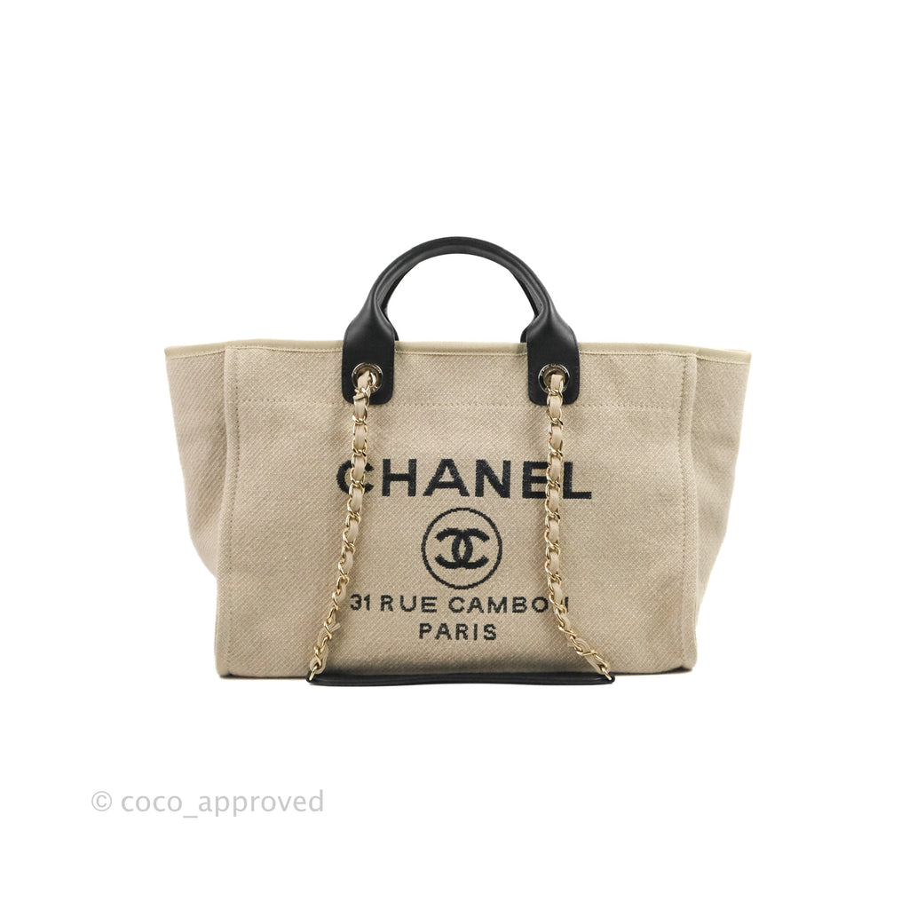 Chanel Large Deauville Black/Taupe Canvas