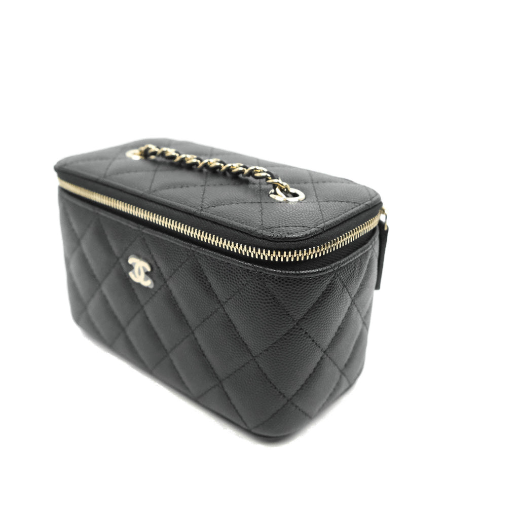 Chanel Vanity with Classic Chain Black Caviar Gold Hardware