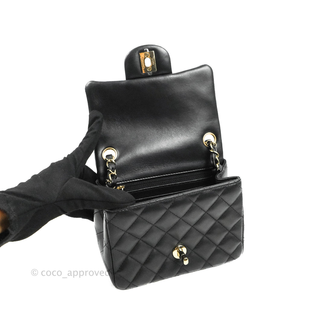 Chanel Mini Square Black Lambskin Gold Hardware