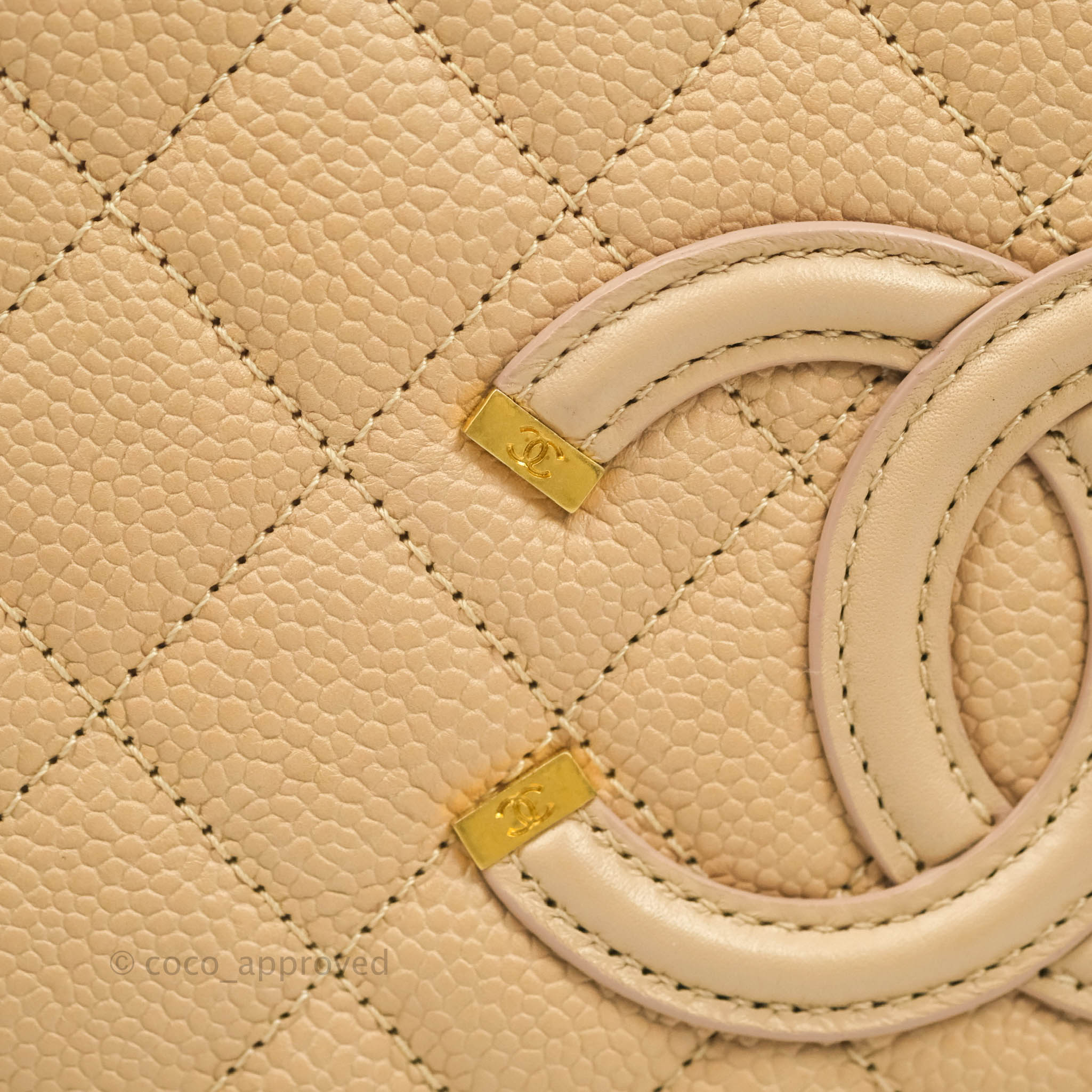 Chanel Filigree Vertical Vanity Case Quilted Caviar Yellow
