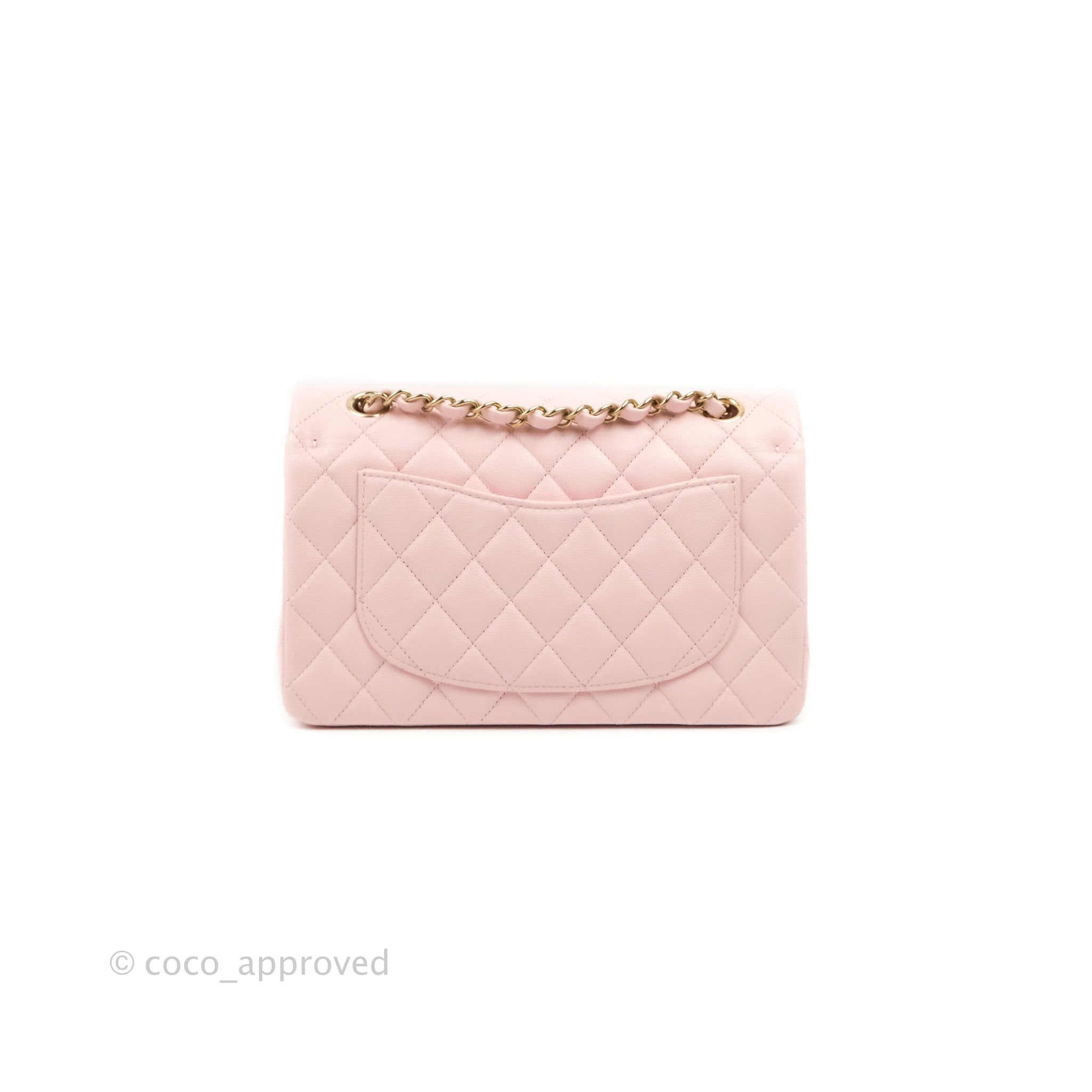 22s Chanel classic small pink in light gold hardware, Luxury, Bags &  Wallets on Carousell