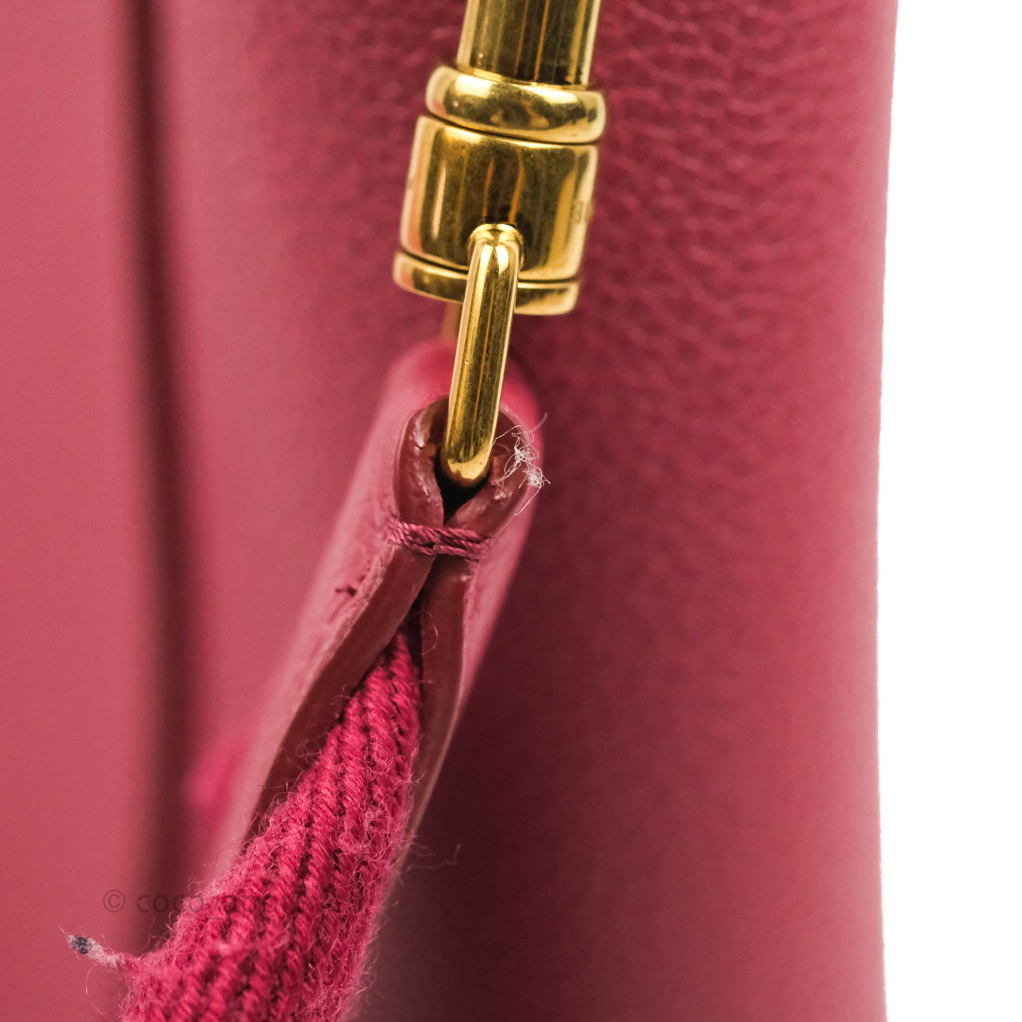 Celine Small Sangle Leather Bucket Bag in Red