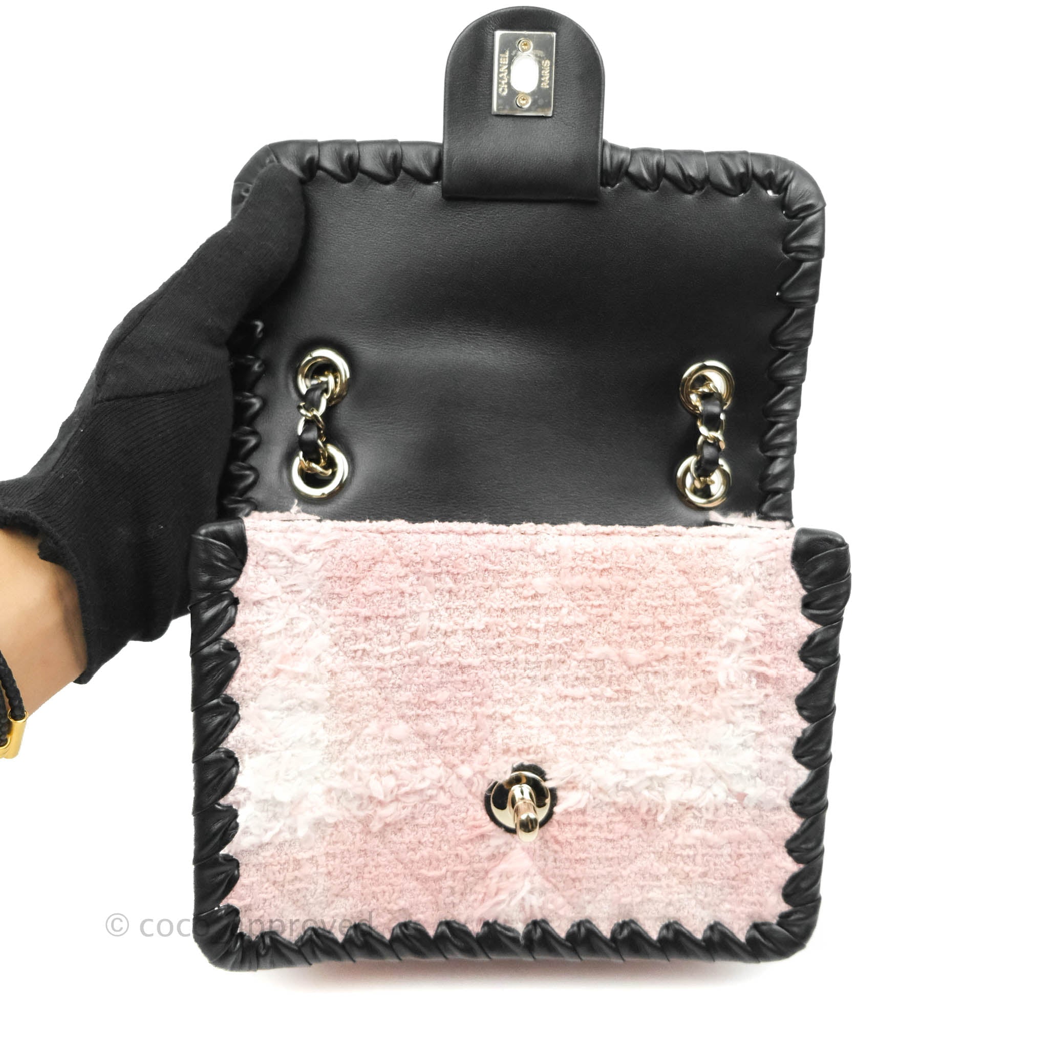Chanel Mini My Own Frame Flap Pink White Tweed Braided Calfskin 22S – Coco  Approved Studio